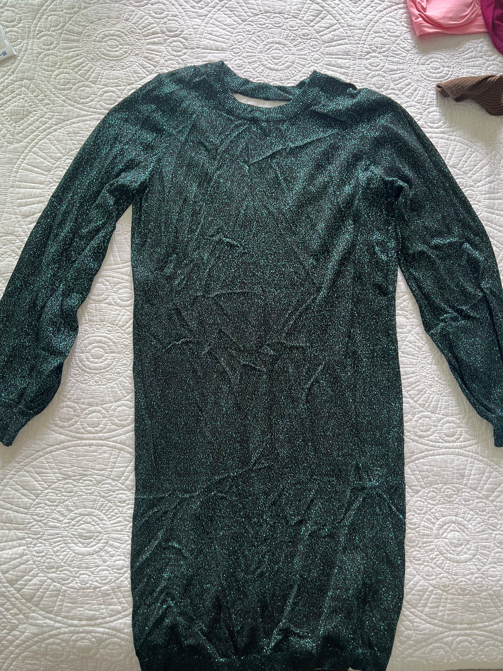 Green glitter midi dress