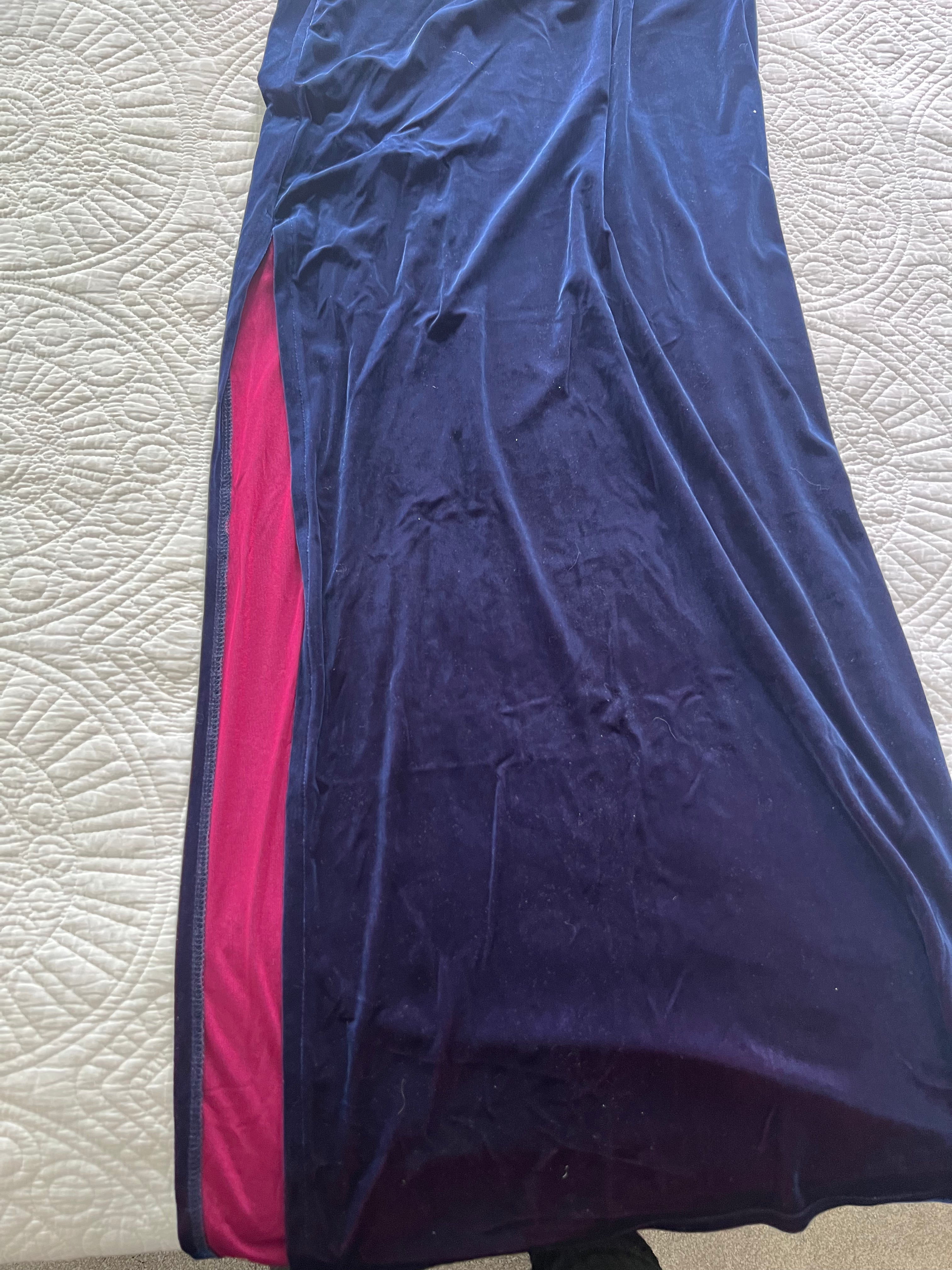 Navy cut out maxi velour dress