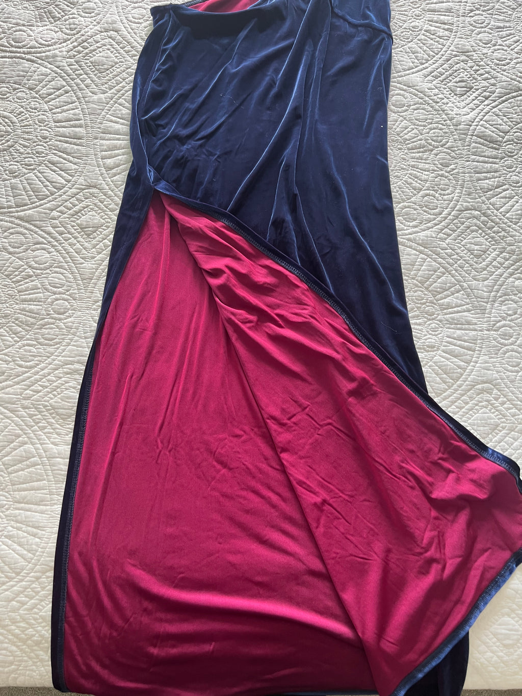 Navy cut out maxi velour dress
