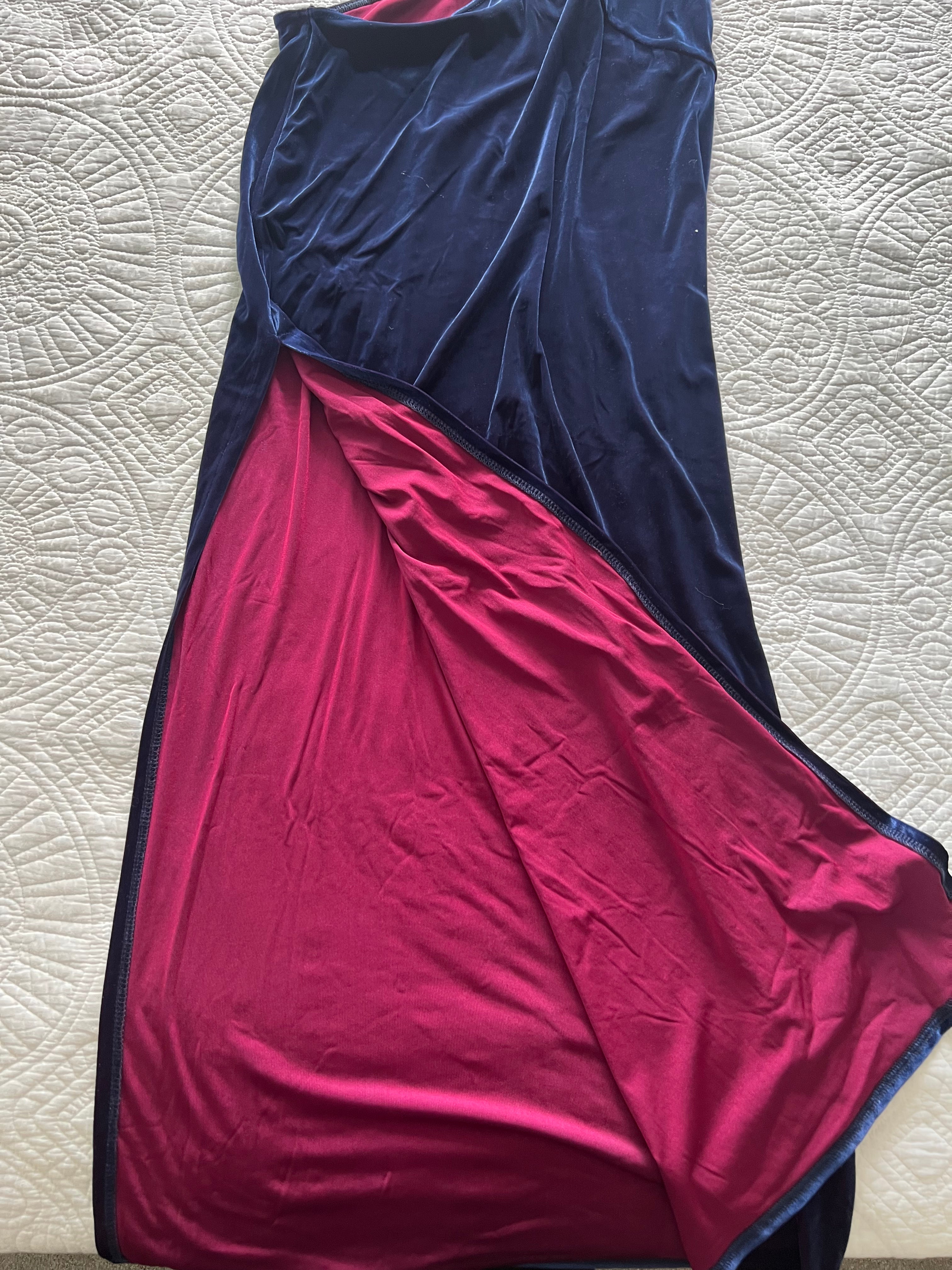 Navy cut out maxi velour dress