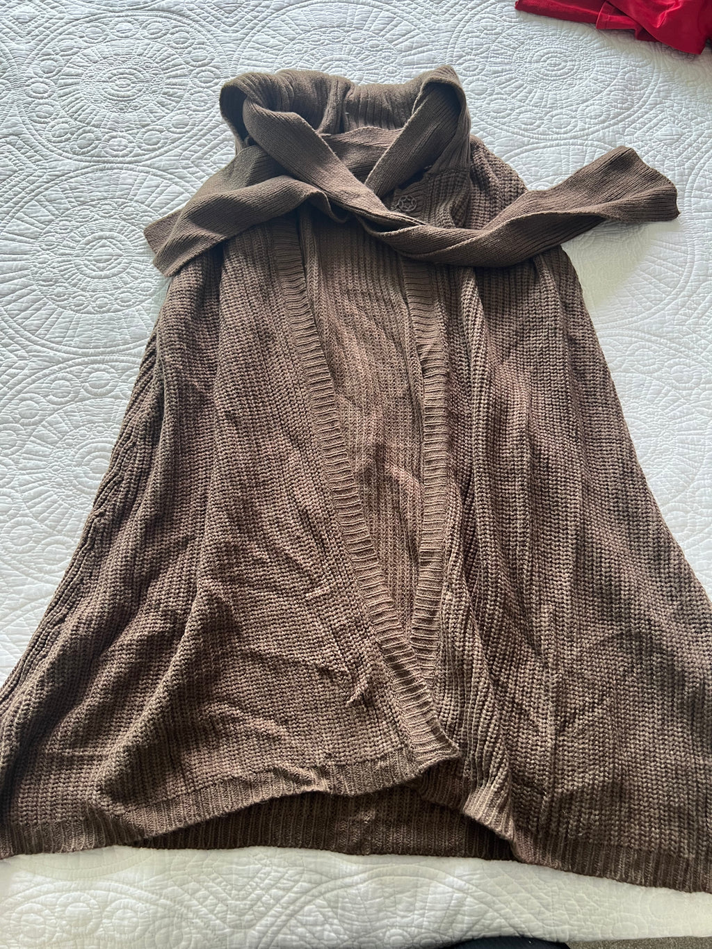 Brown knitted shawl