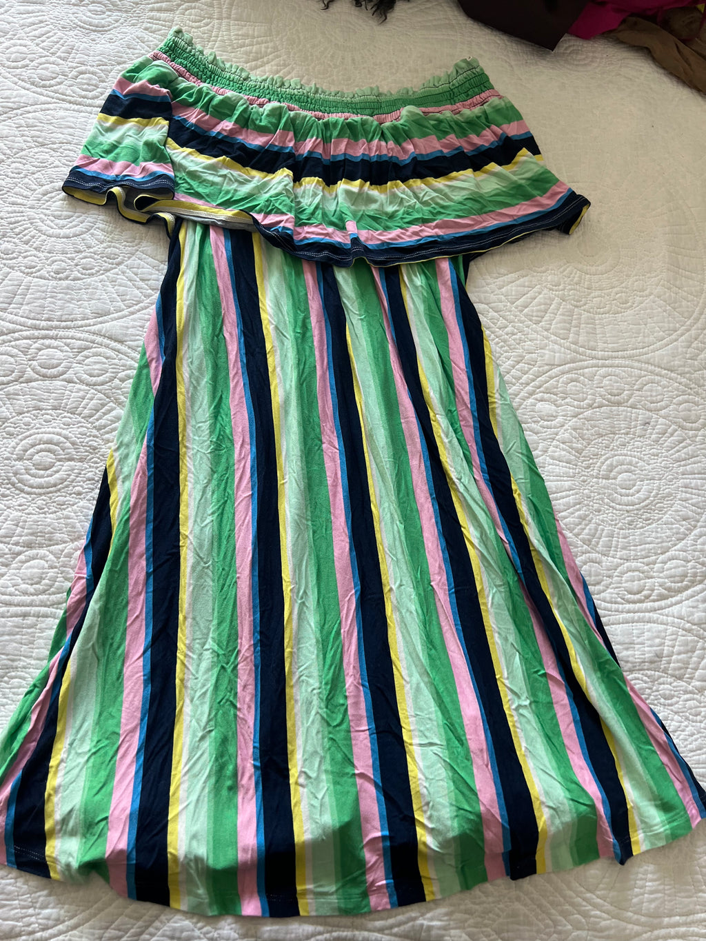 Muli coloured off shoulder dress