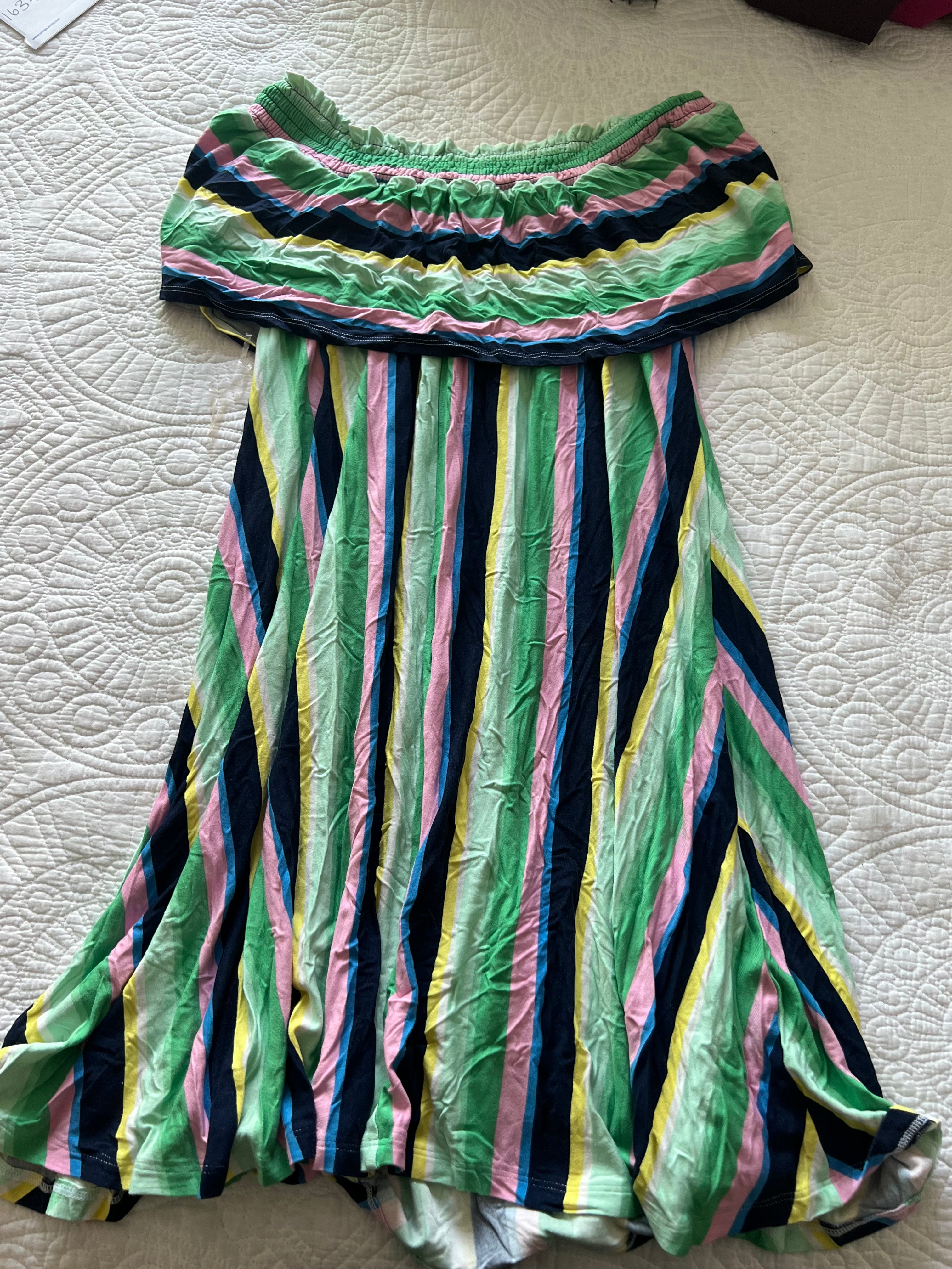 Muli coloured off shoulder dress