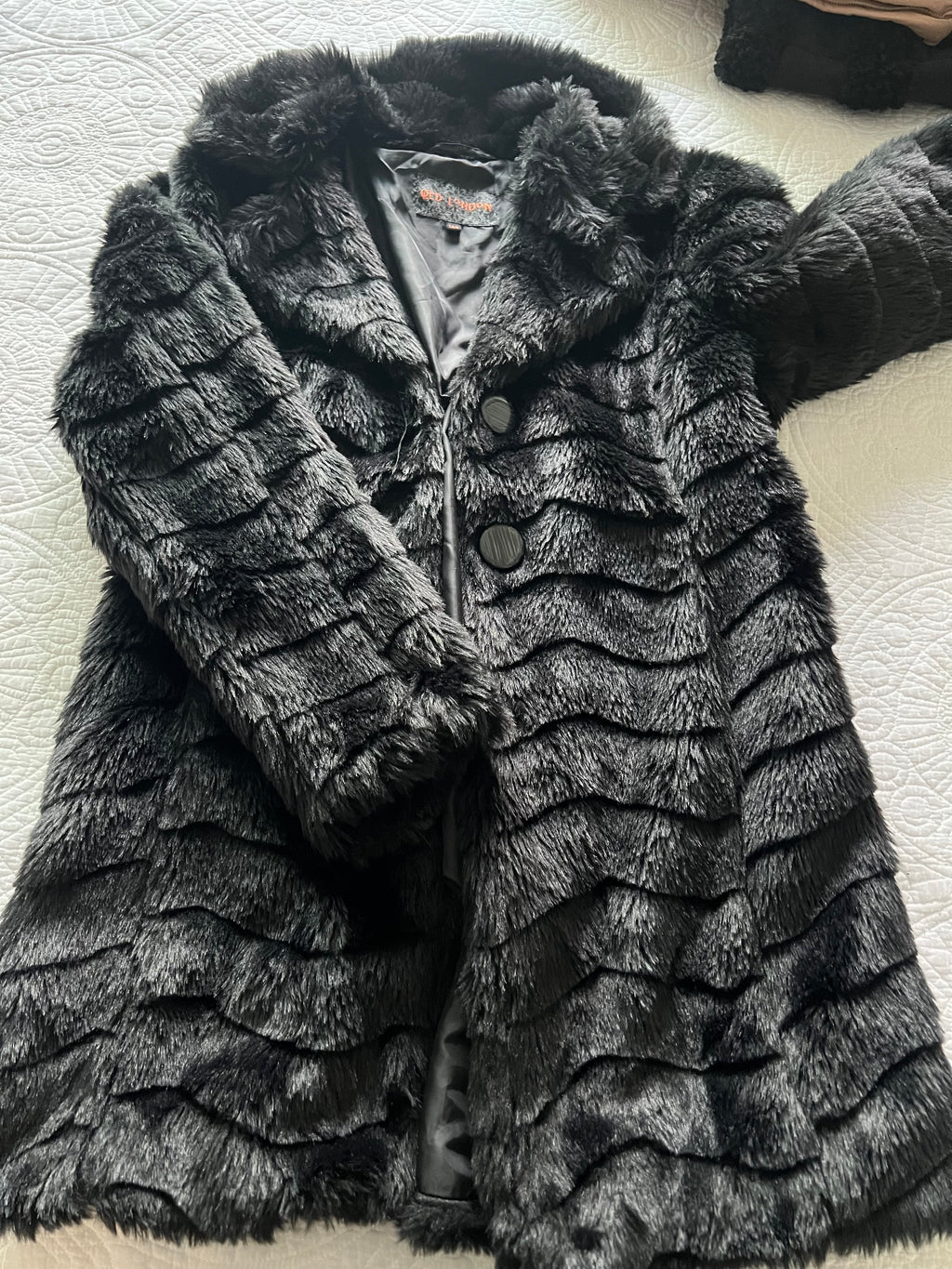Faux black fur coat