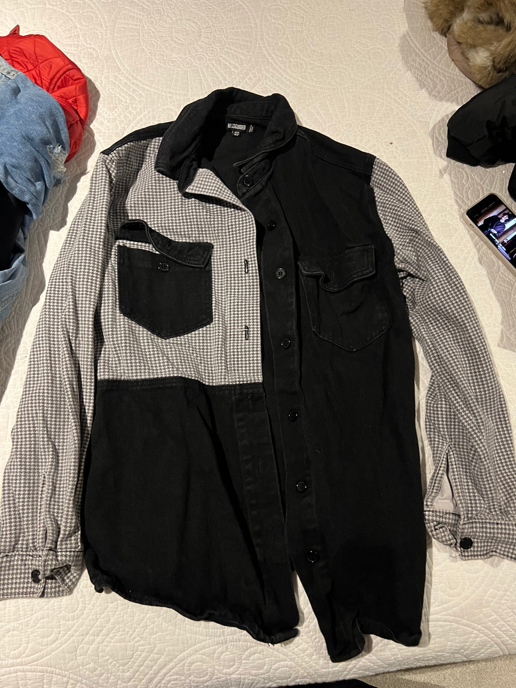 Black denim/checkered shirt