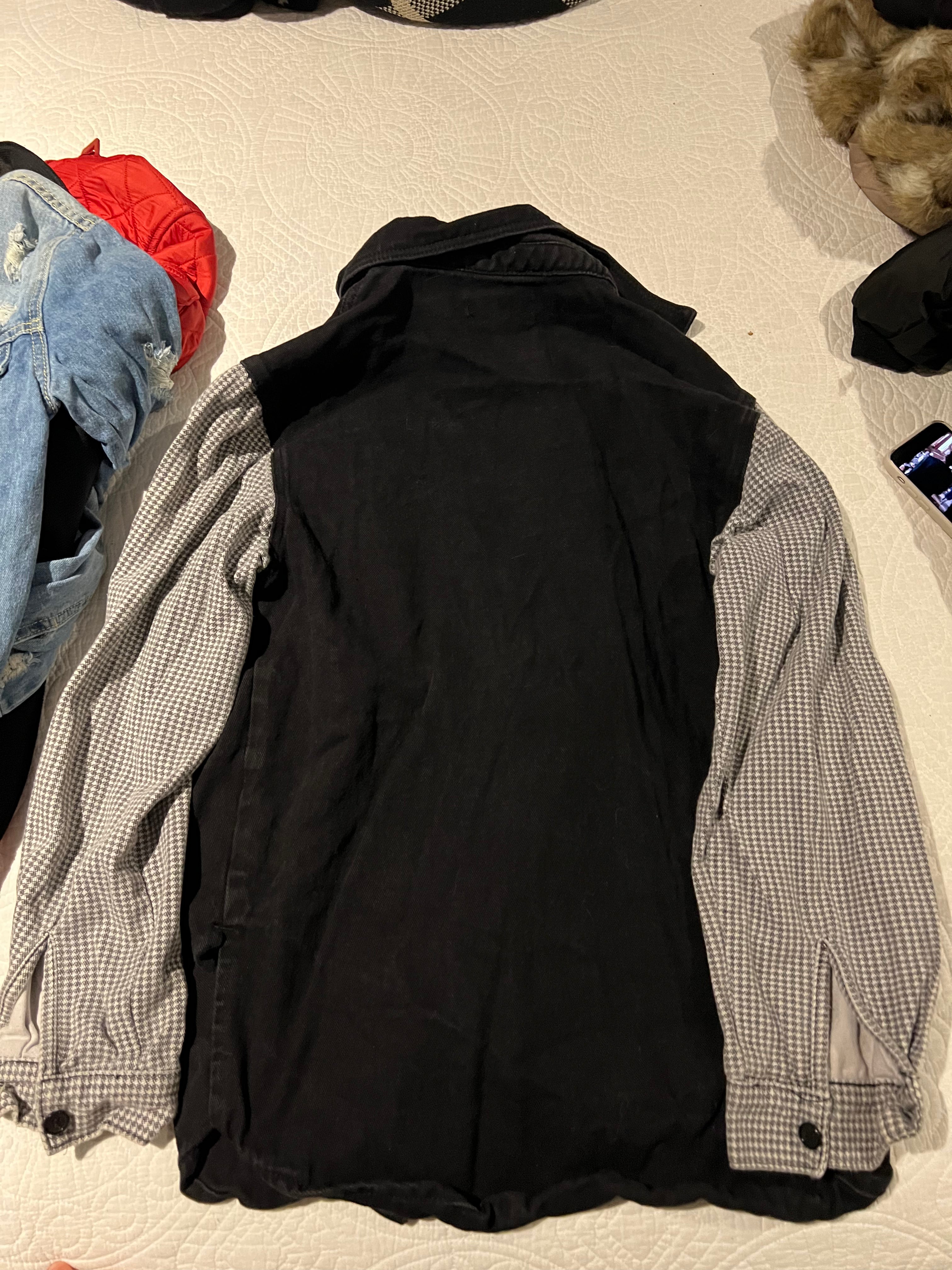 Black denim/checkered shirt