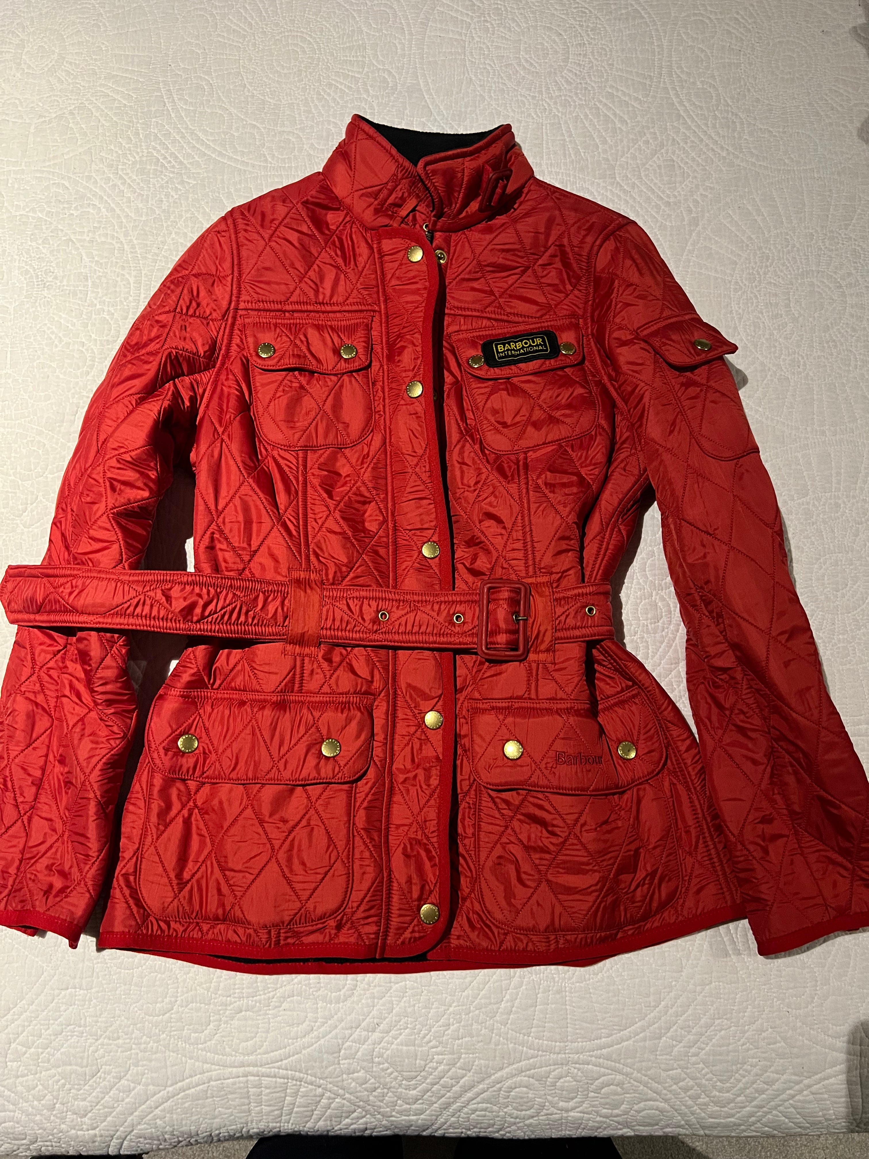 Red Barbour jacket
