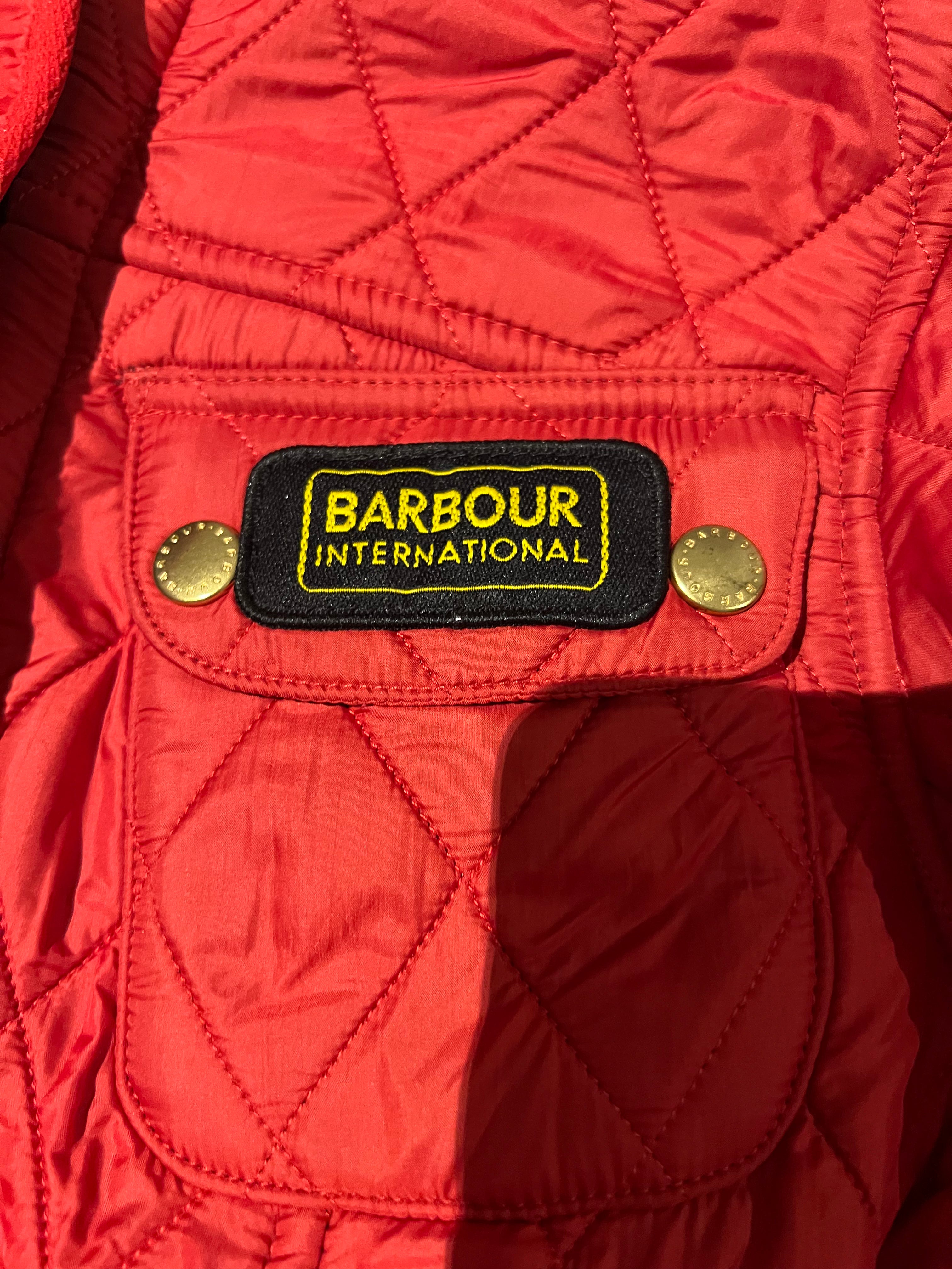 Red Barbour jacket