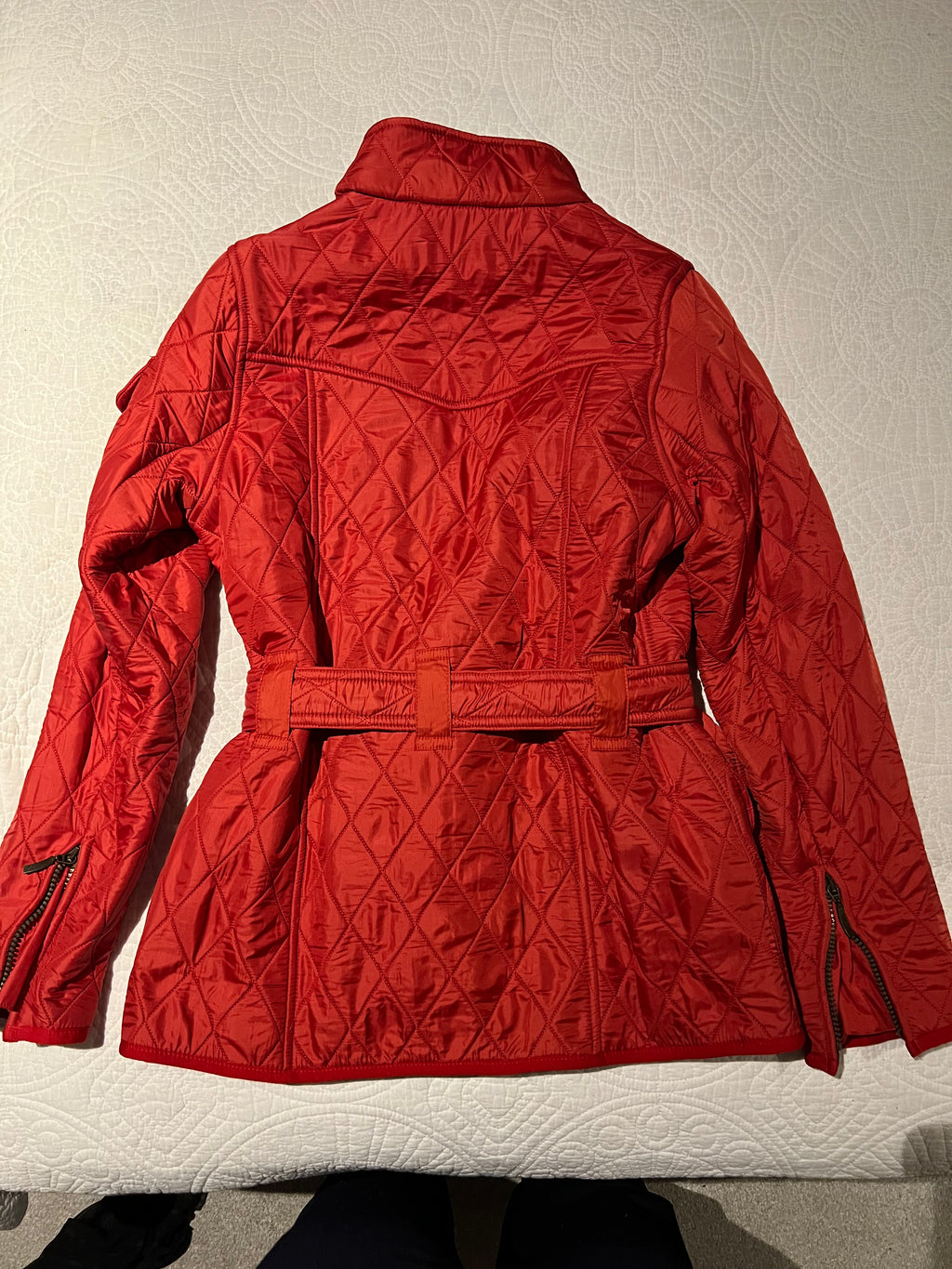 Red Barbour jacket