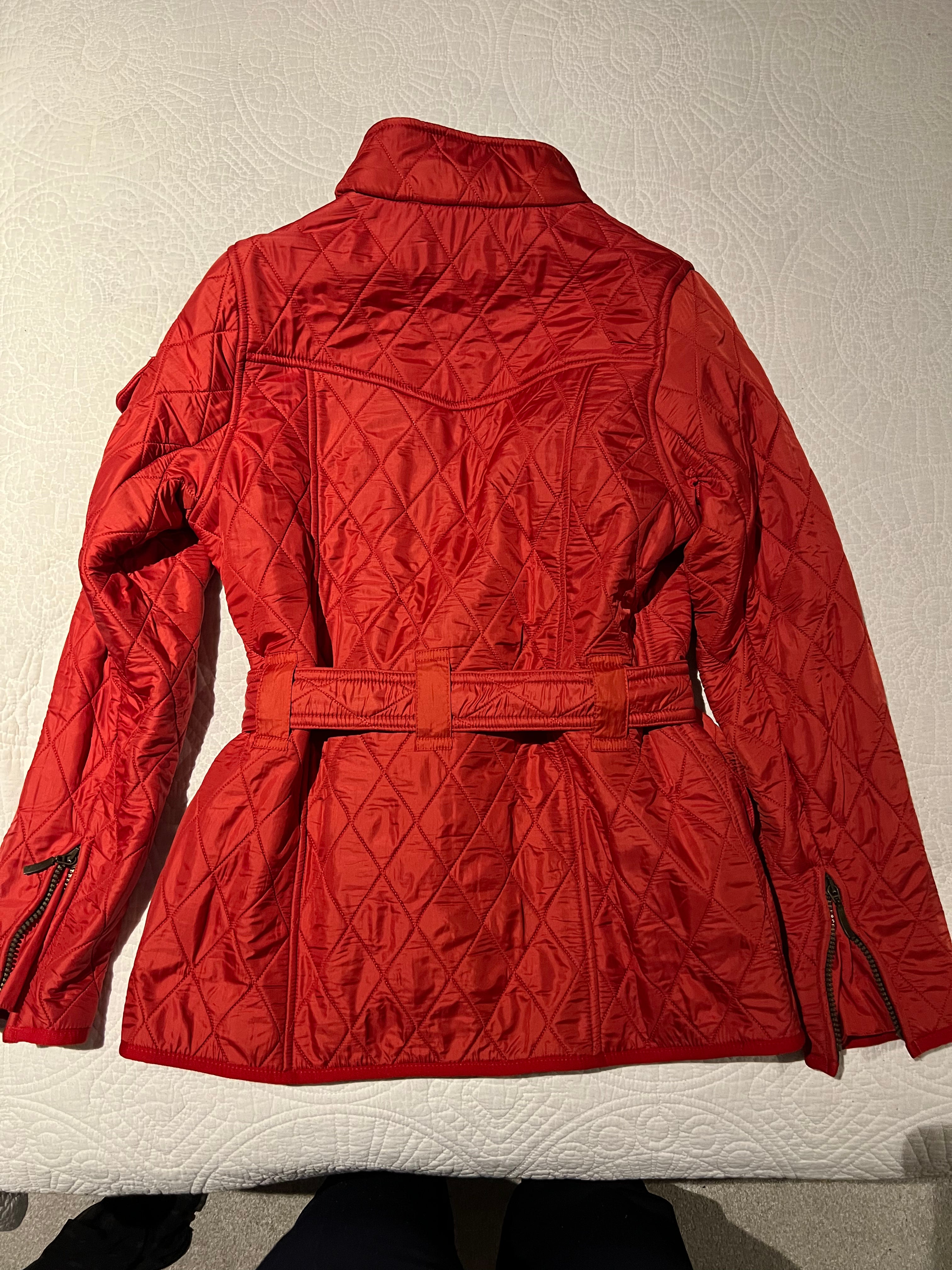 Red Barbour jacket