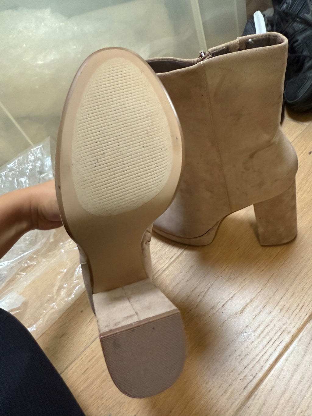 Steve Madden Beige ankle heel boots