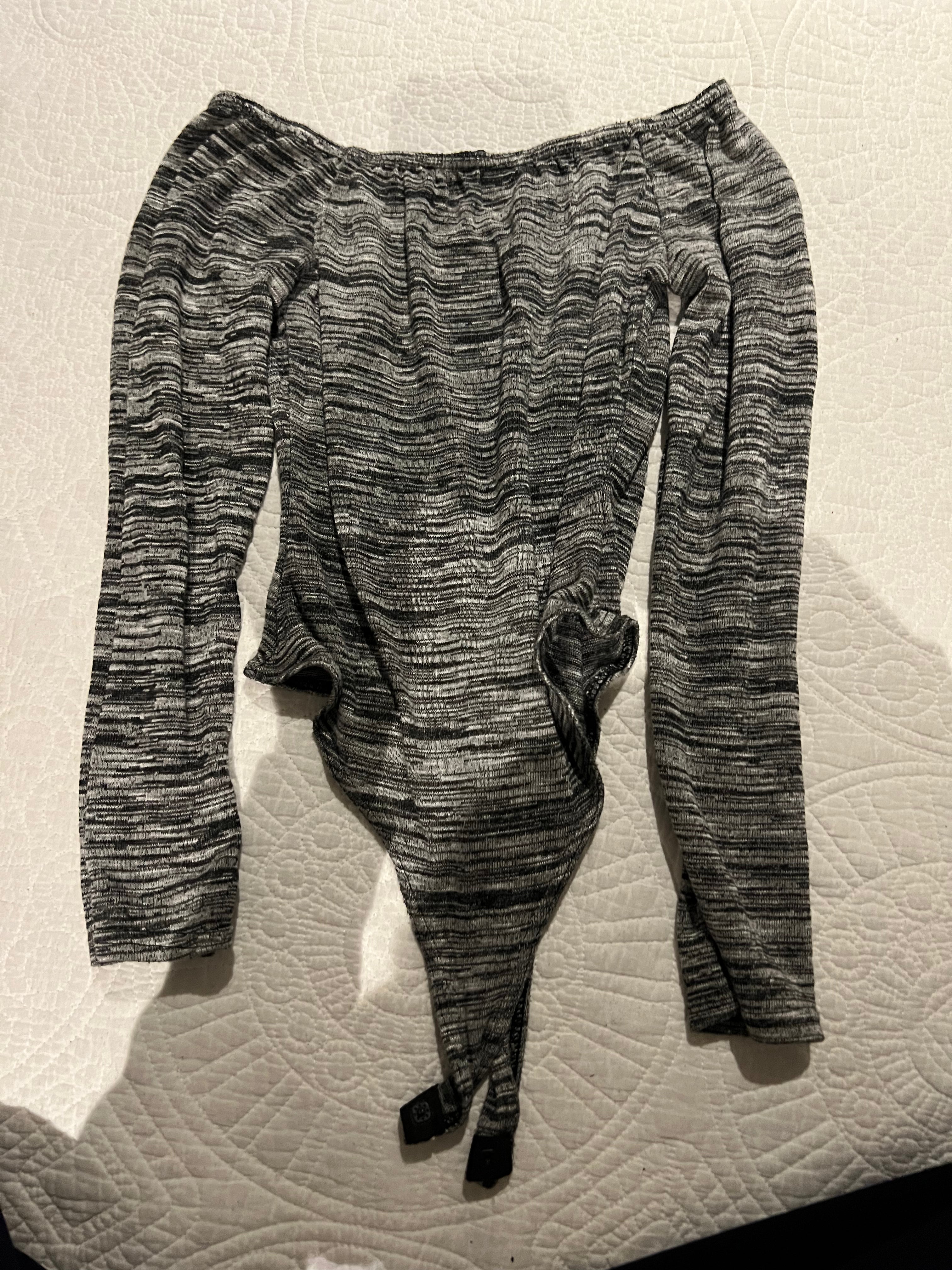 Grey, off shoulder bodysuit