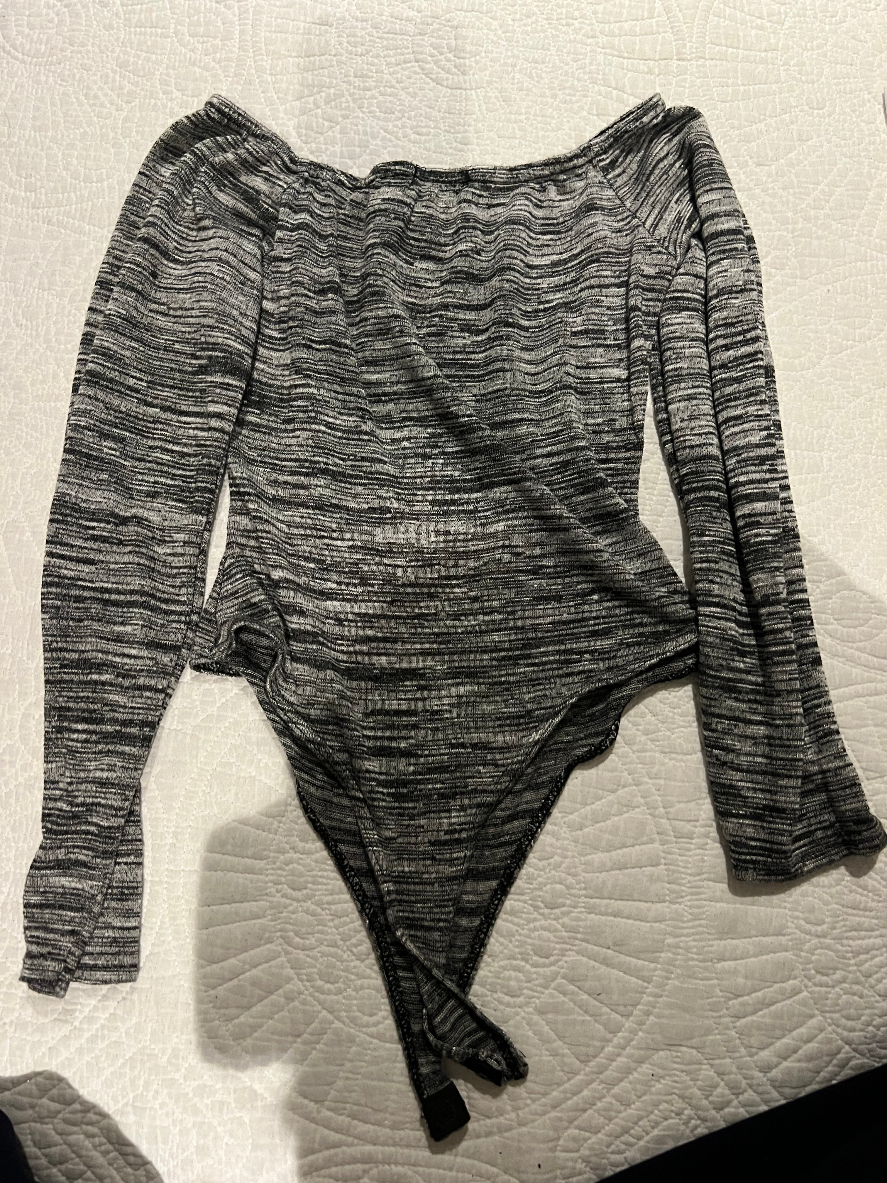 Grey, off shoulder bodysuit