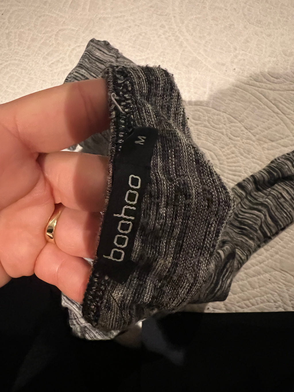 Grey, off shoulder bodysuit