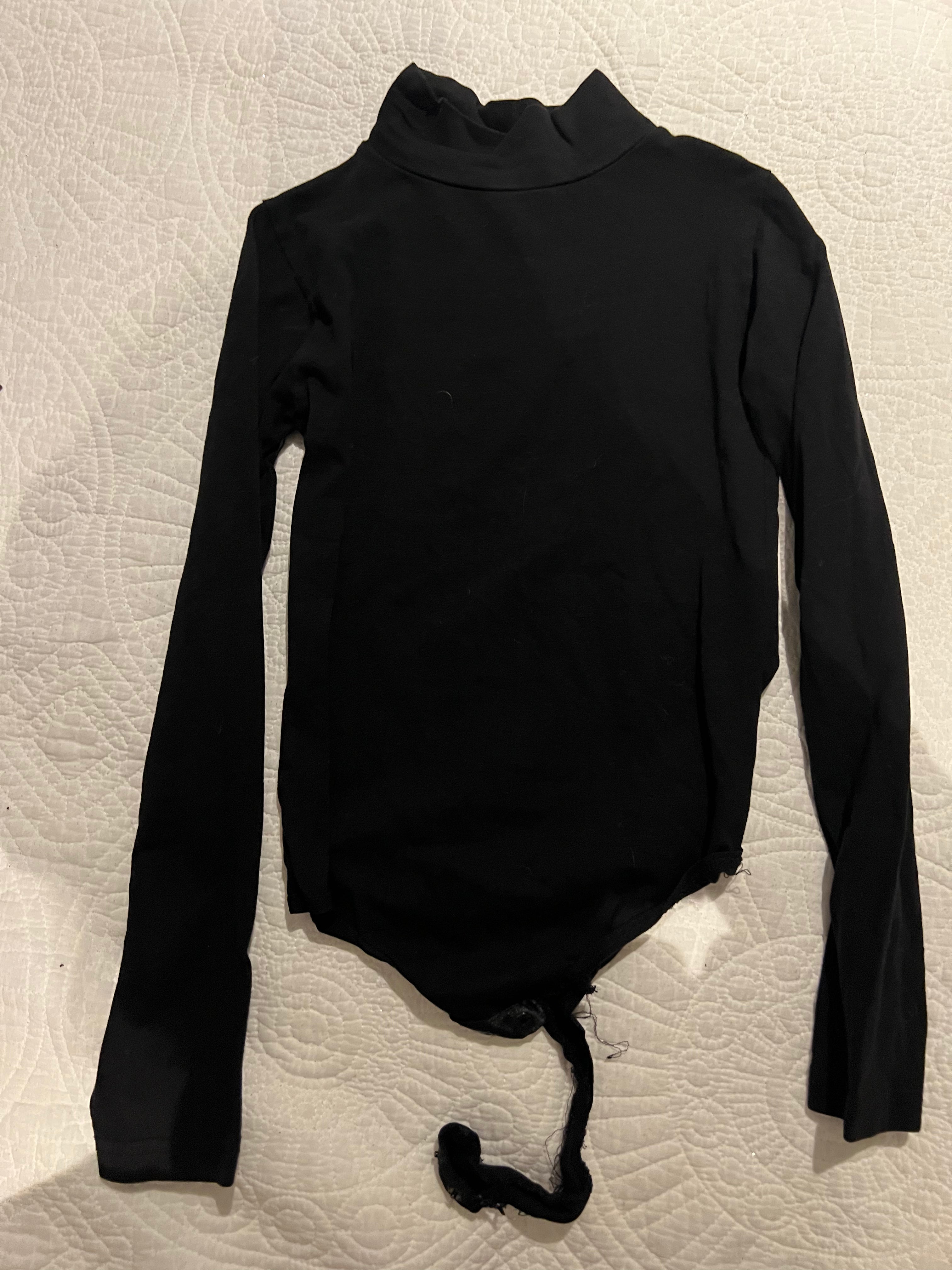 Black turtle neck thong bodysuit