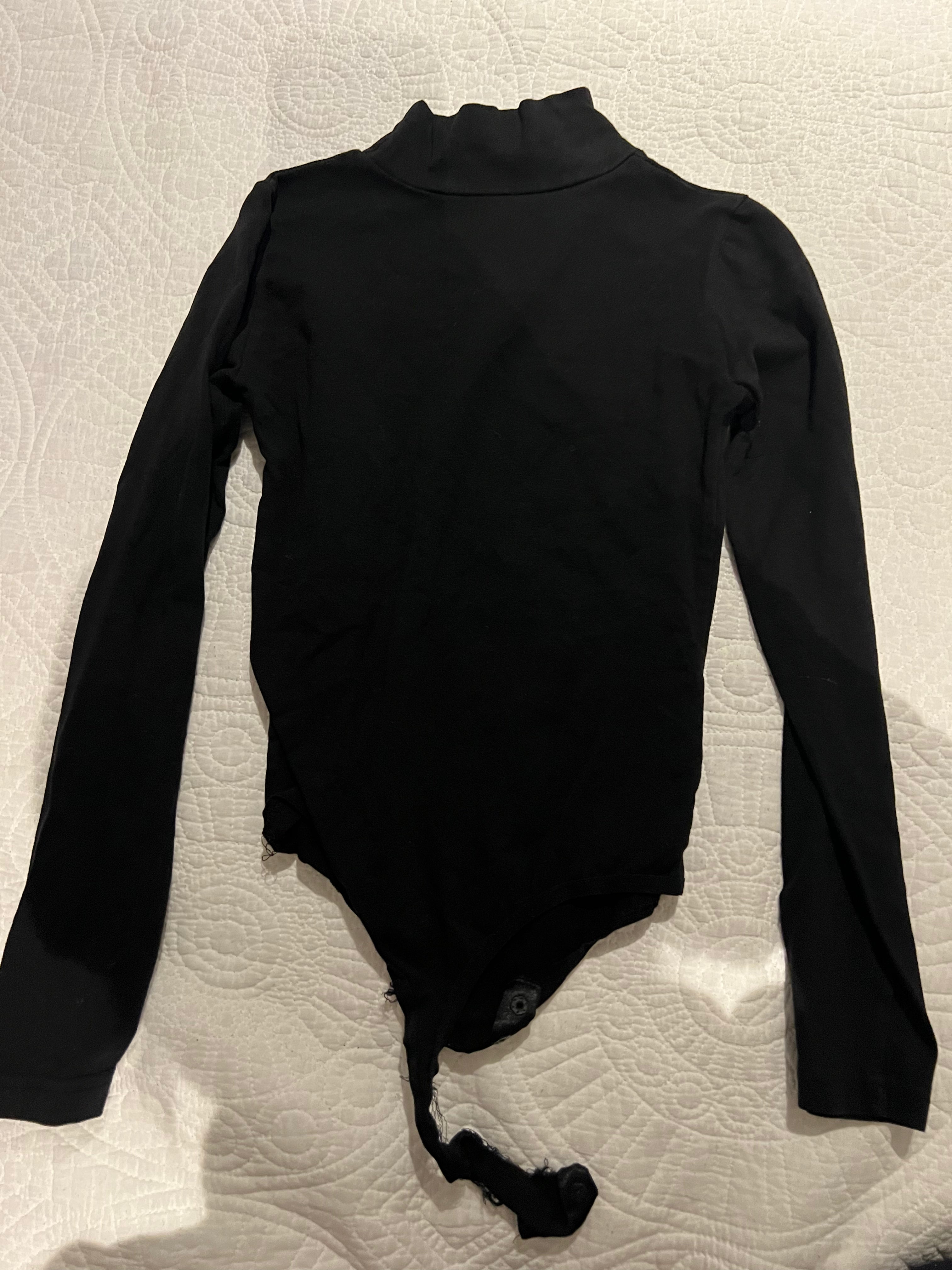 Black turtle neck thong bodysuit