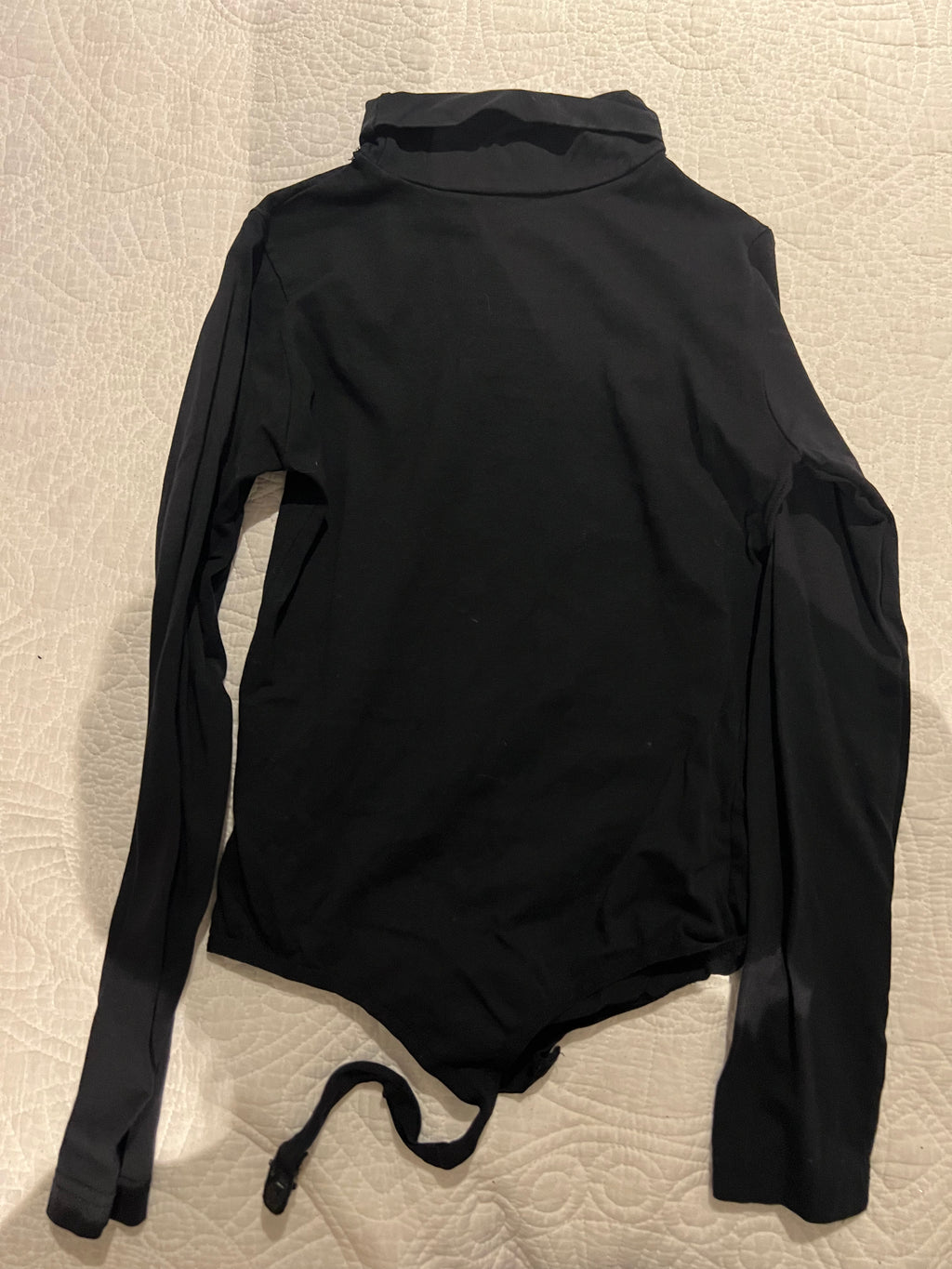 Black turtle neck thong bodysuit