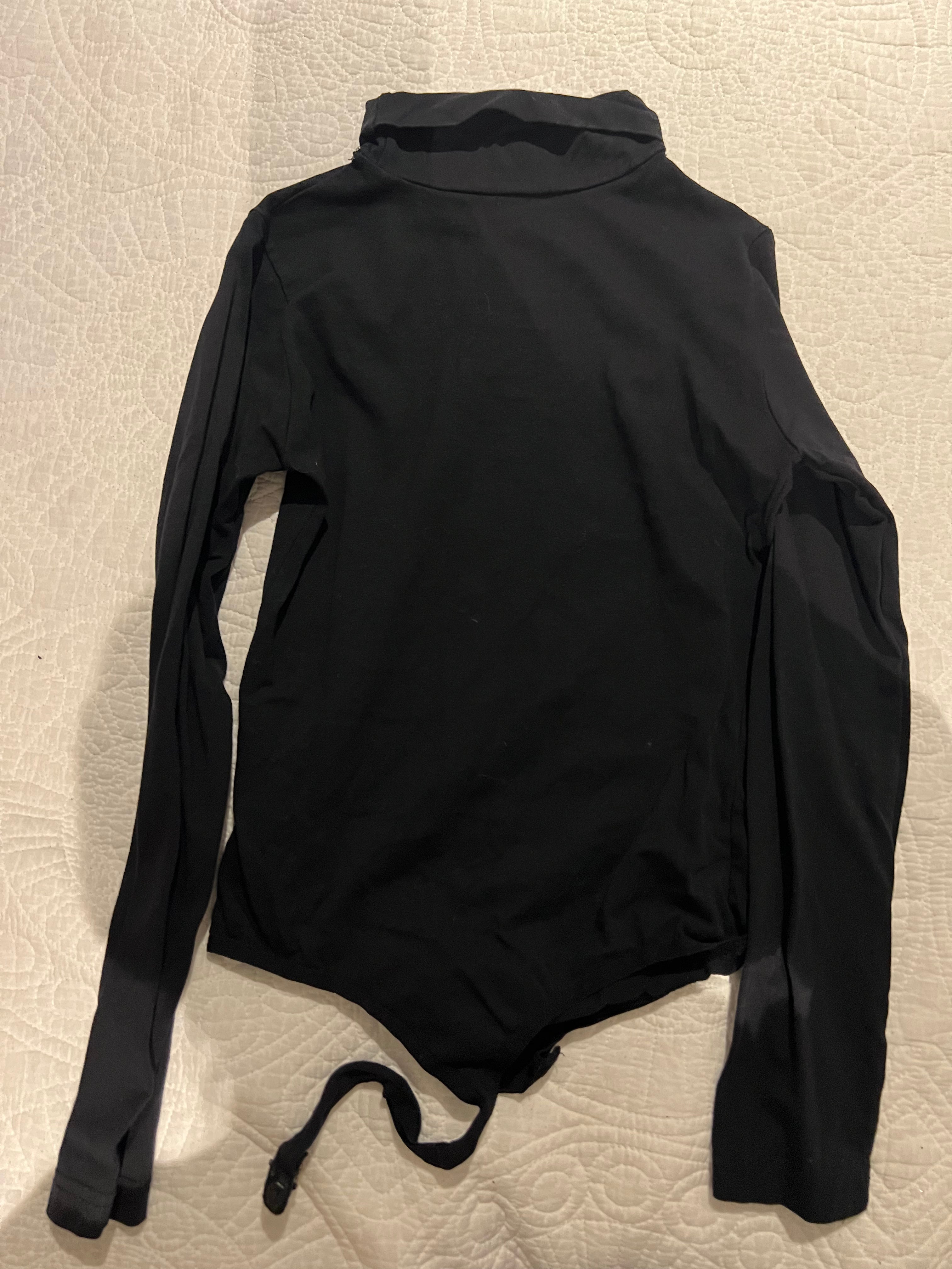 Black turtle neck thong bodysuit
