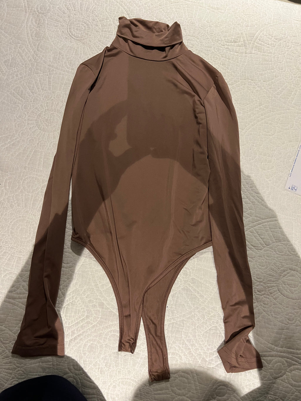 Brown turtle neck bodysuit