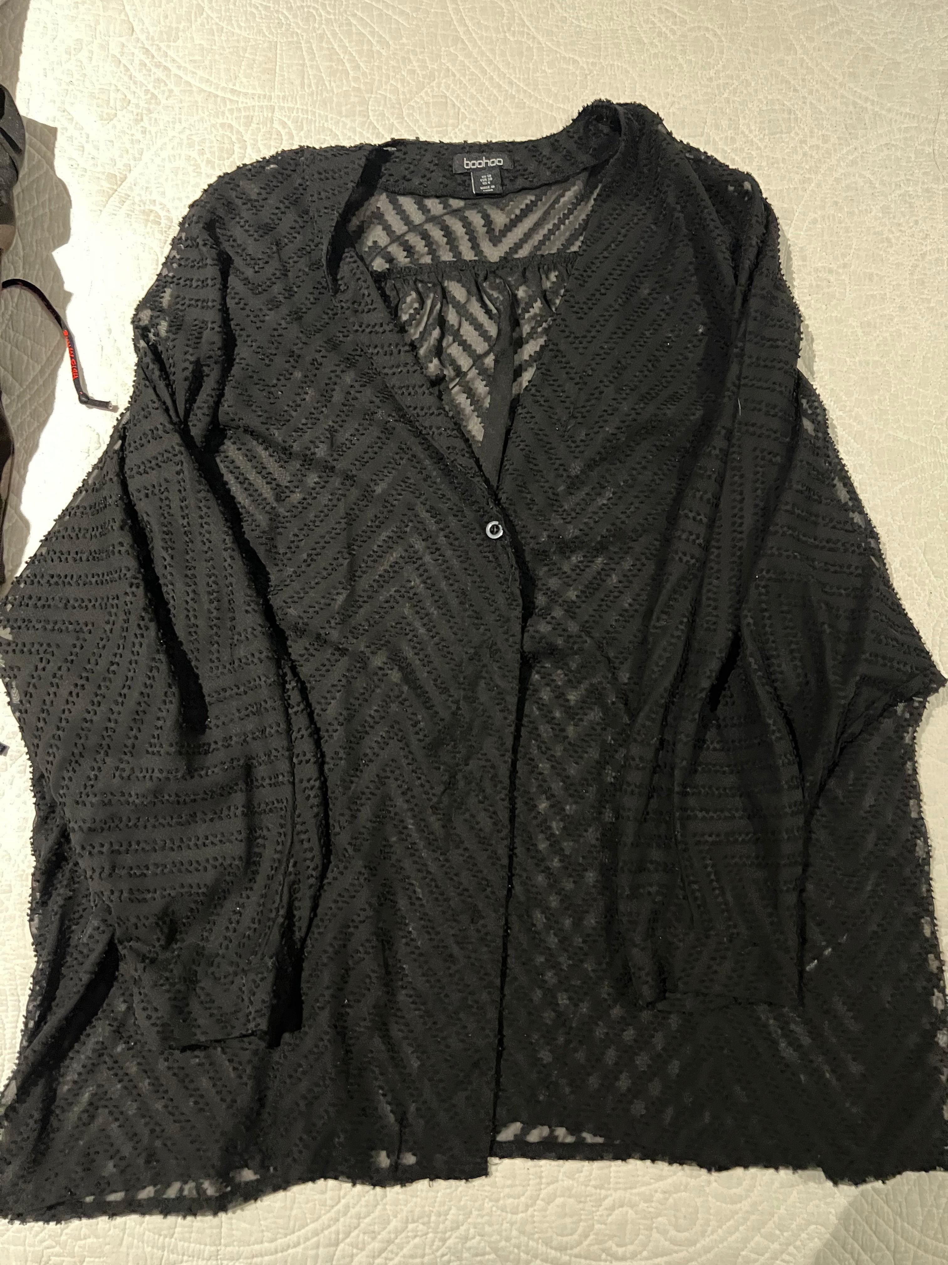 Black sheer long sleeve shirt
