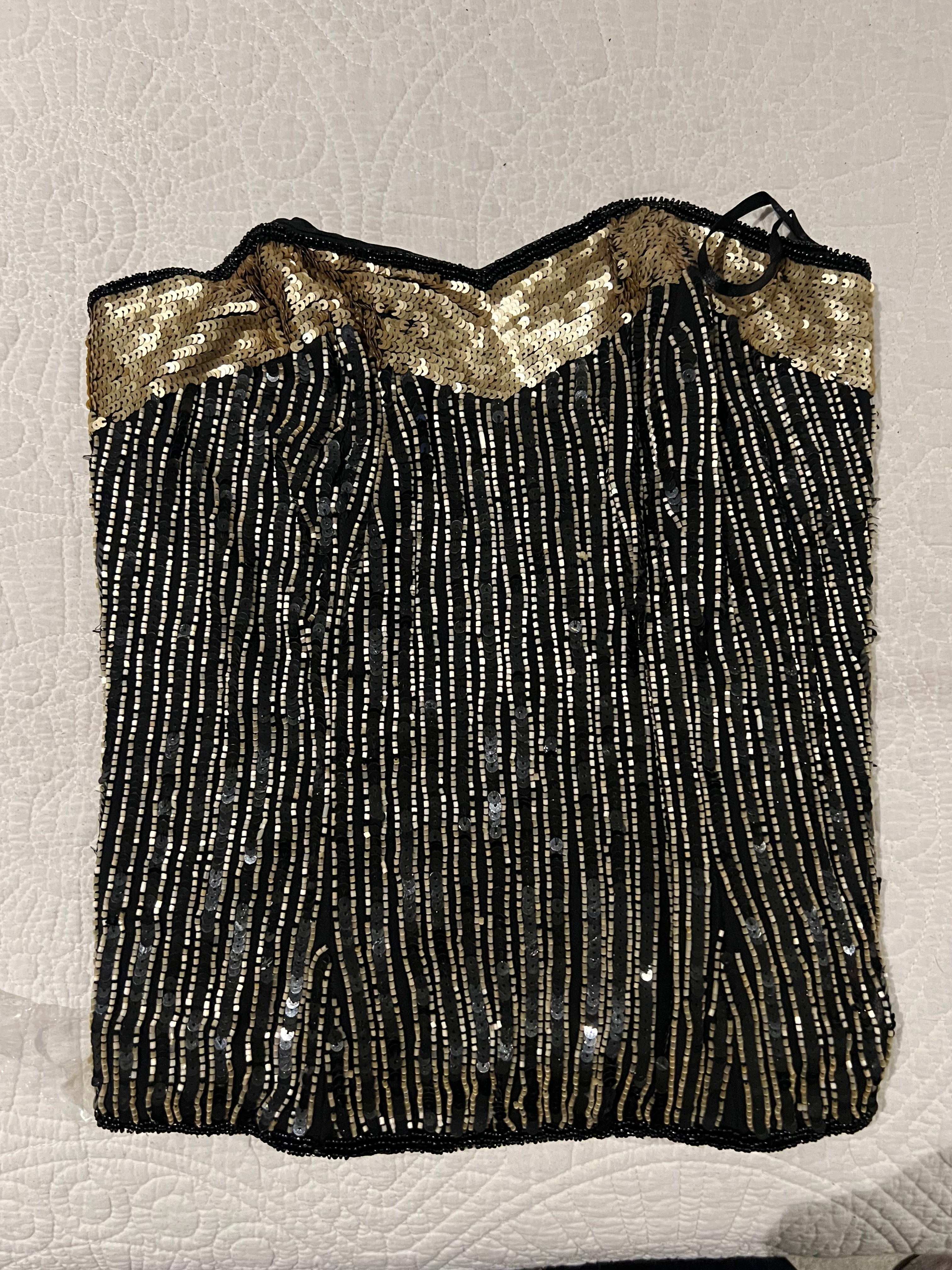 Black/Gold embroided tube top
