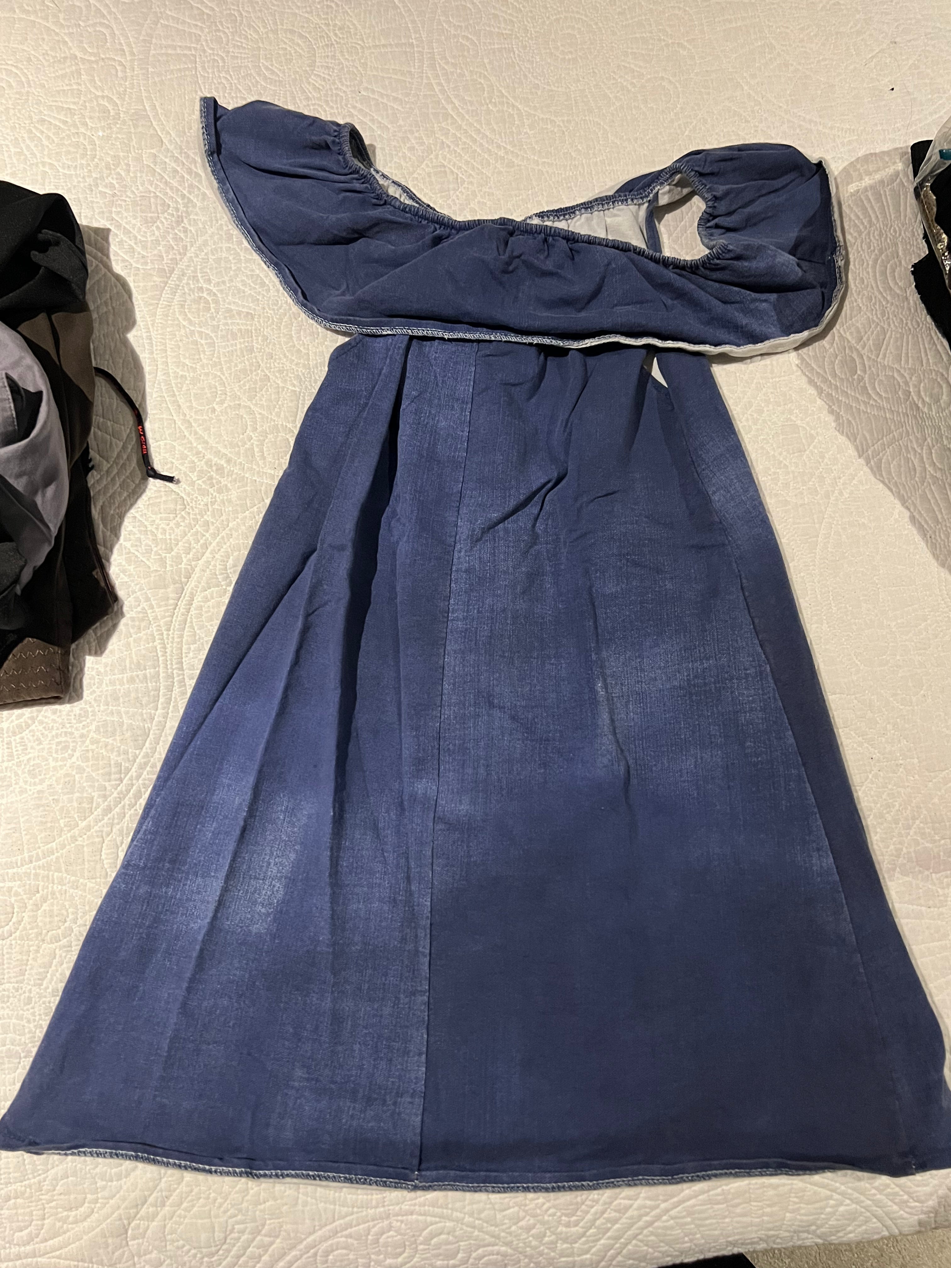 Off shoulder blue dress