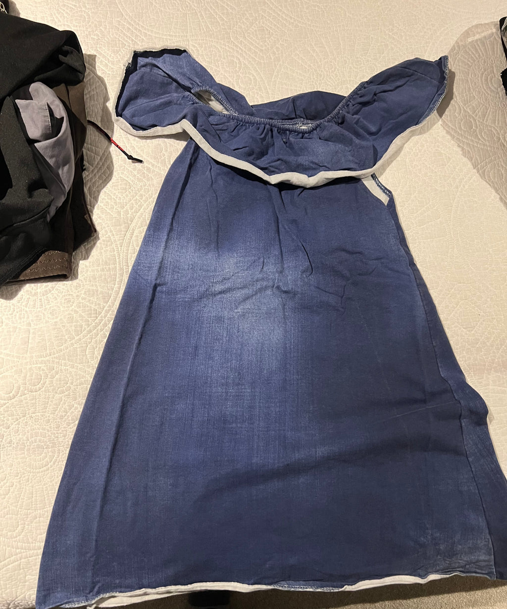 Off shoulder blue dress