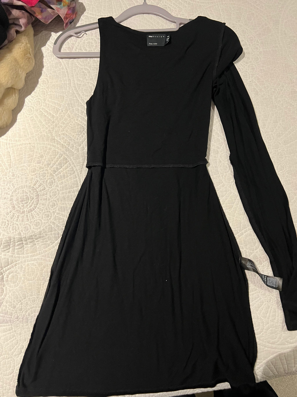 Black asymetrical midi dress