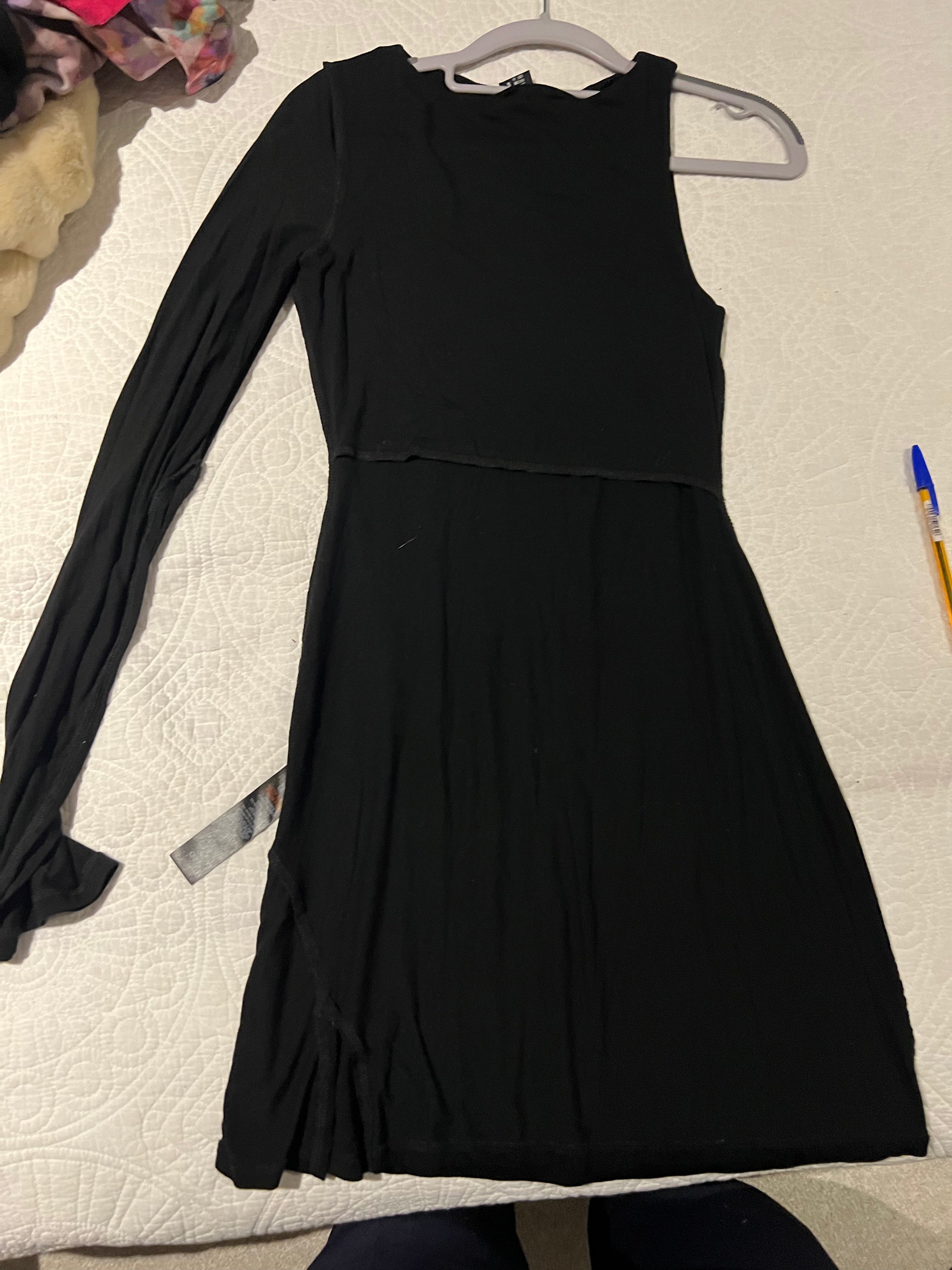 Black asymetrical midi dress
