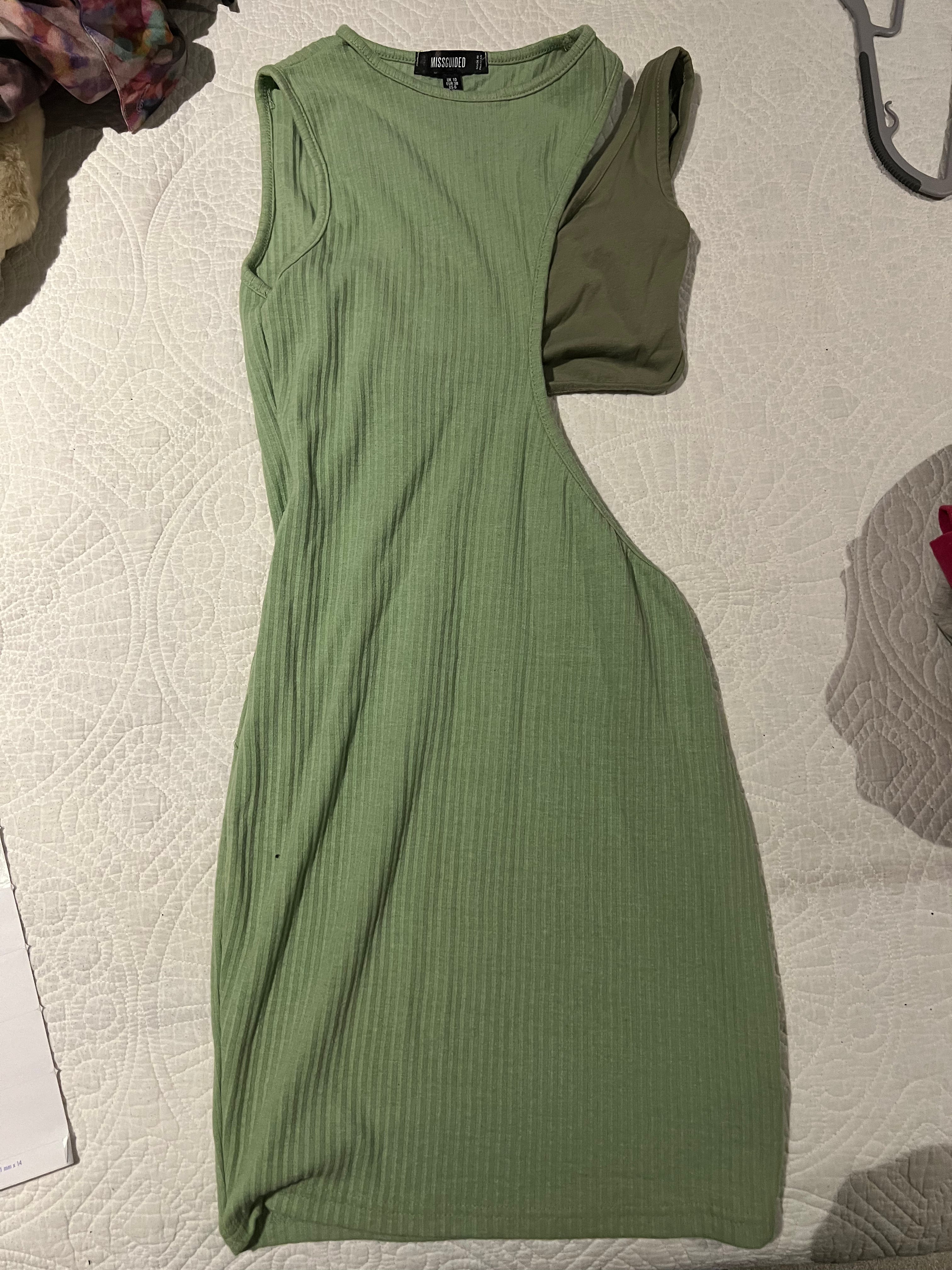 Green asymetrical mini dress