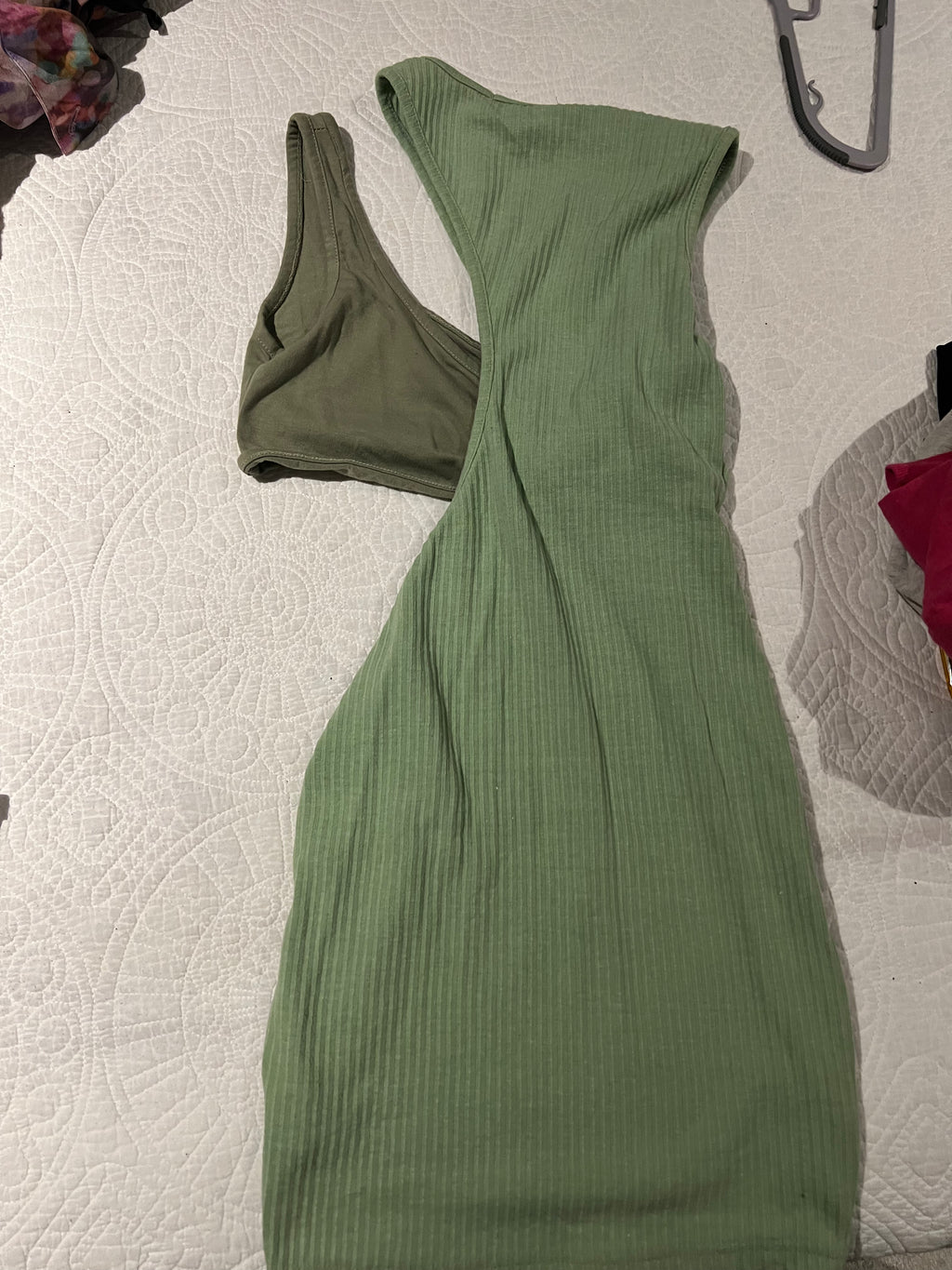 Green asymetrical mini dress