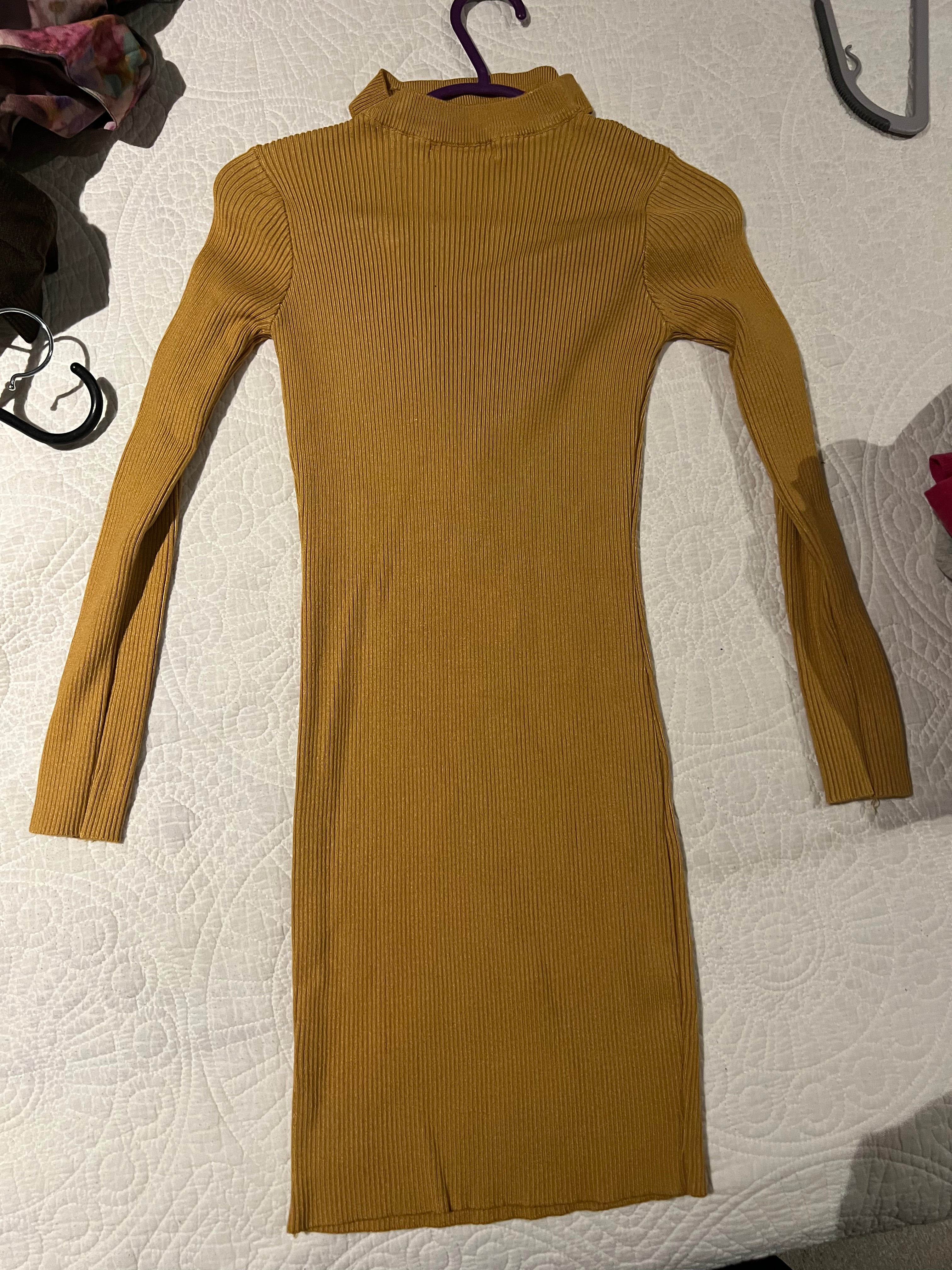 Mustard yellow cut out midi dress