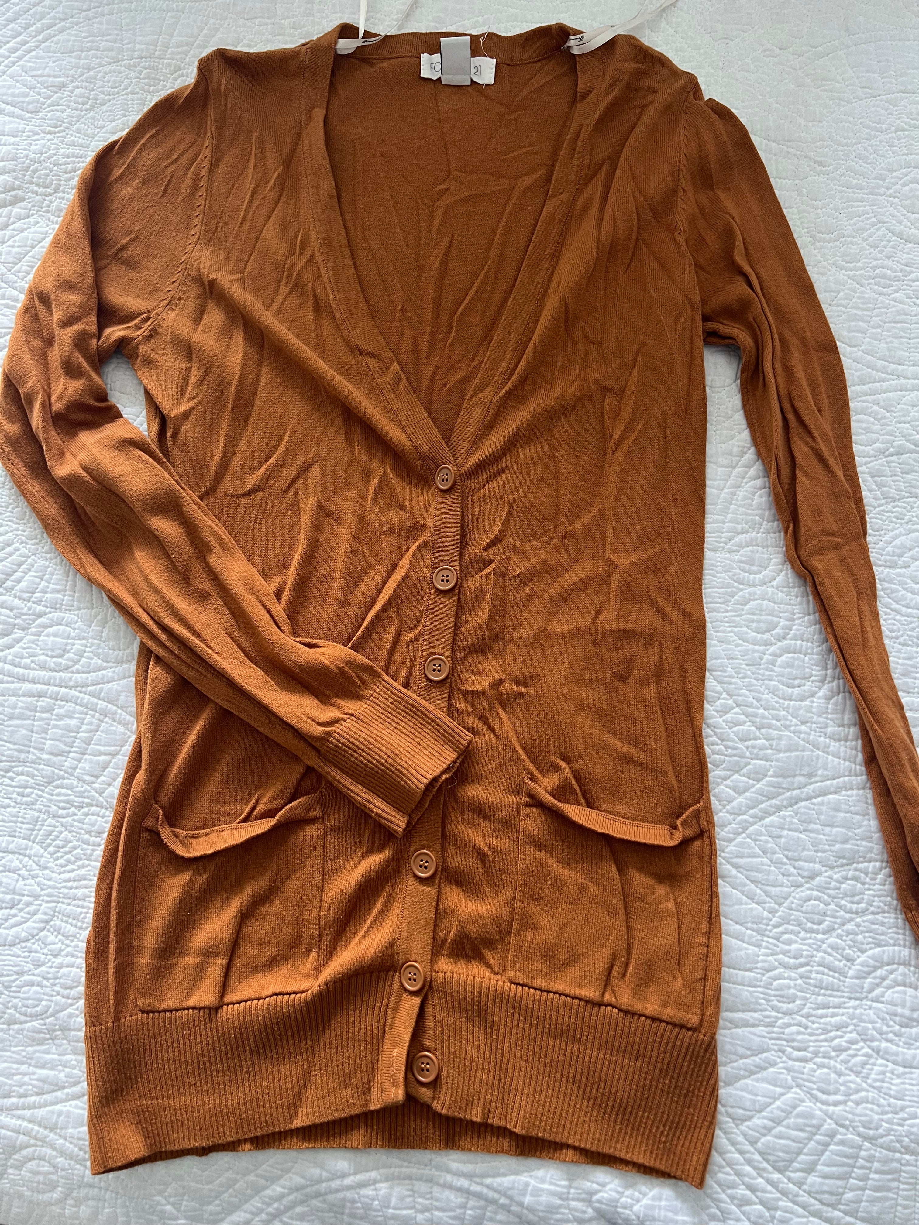 Long orange cardigan