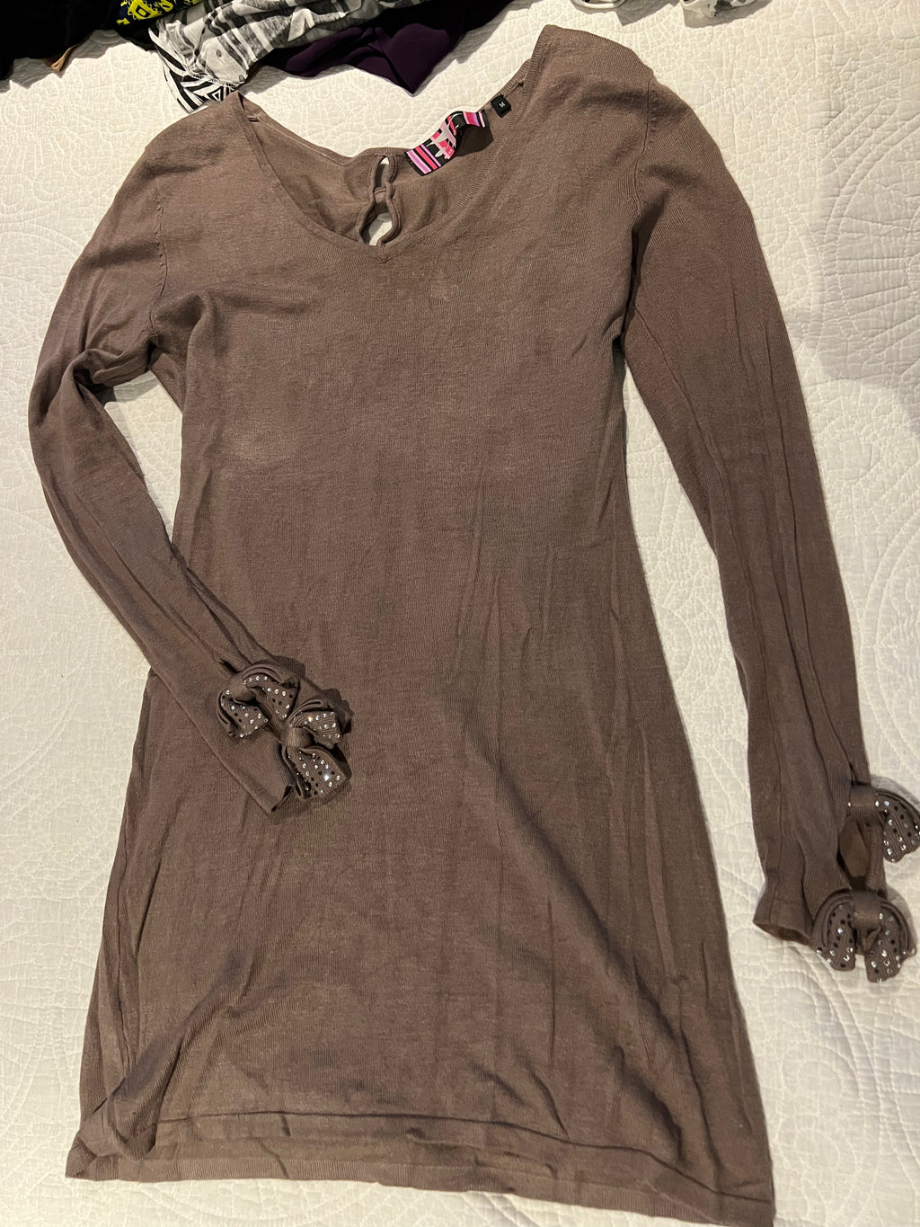 Long sleeve brown midi dress