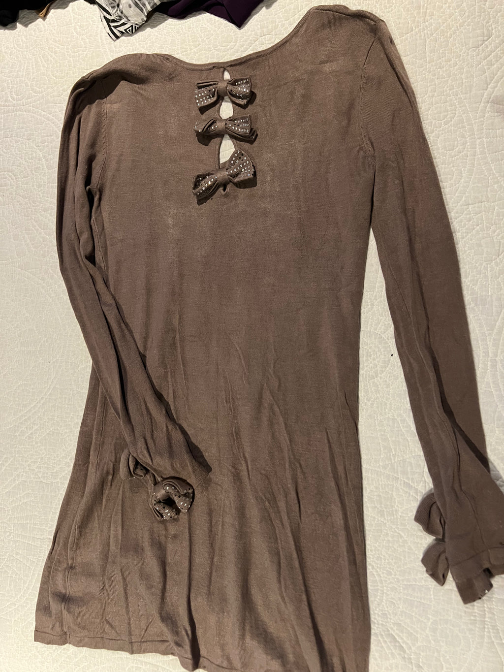 Long sleeve brown midi dress