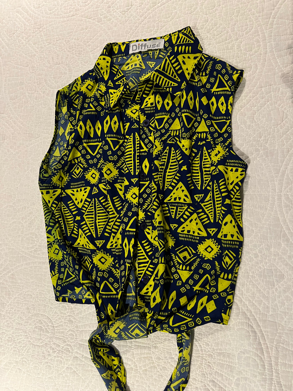 Yellow pattern crop top