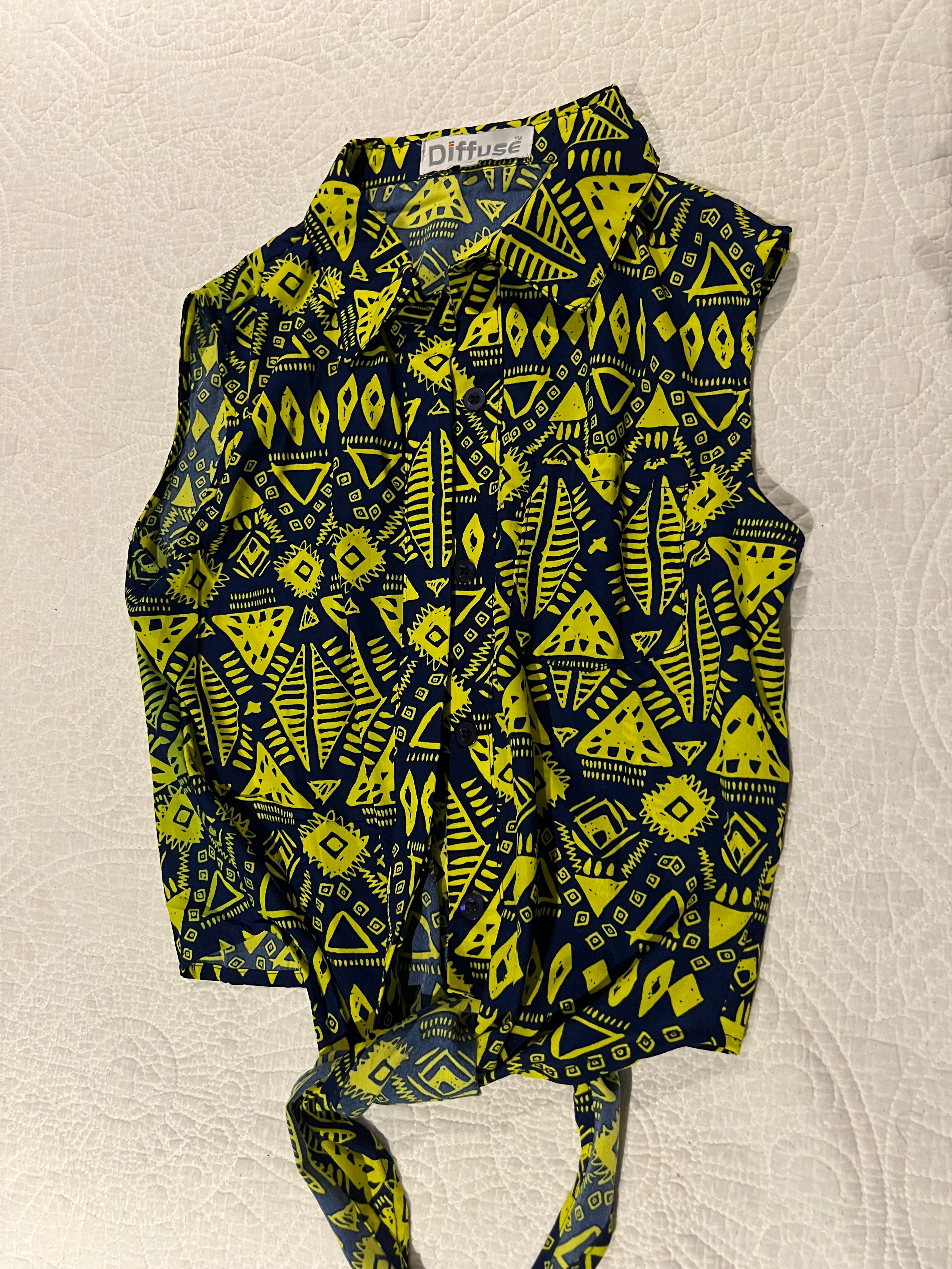 Yellow pattern crop top