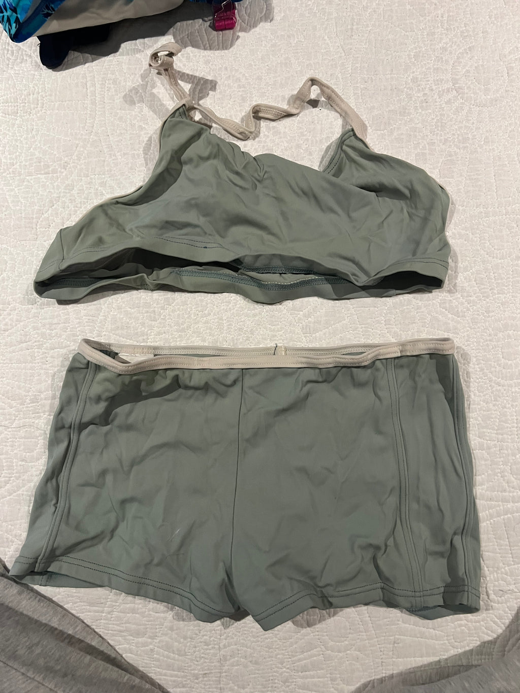 Sage green short and top set