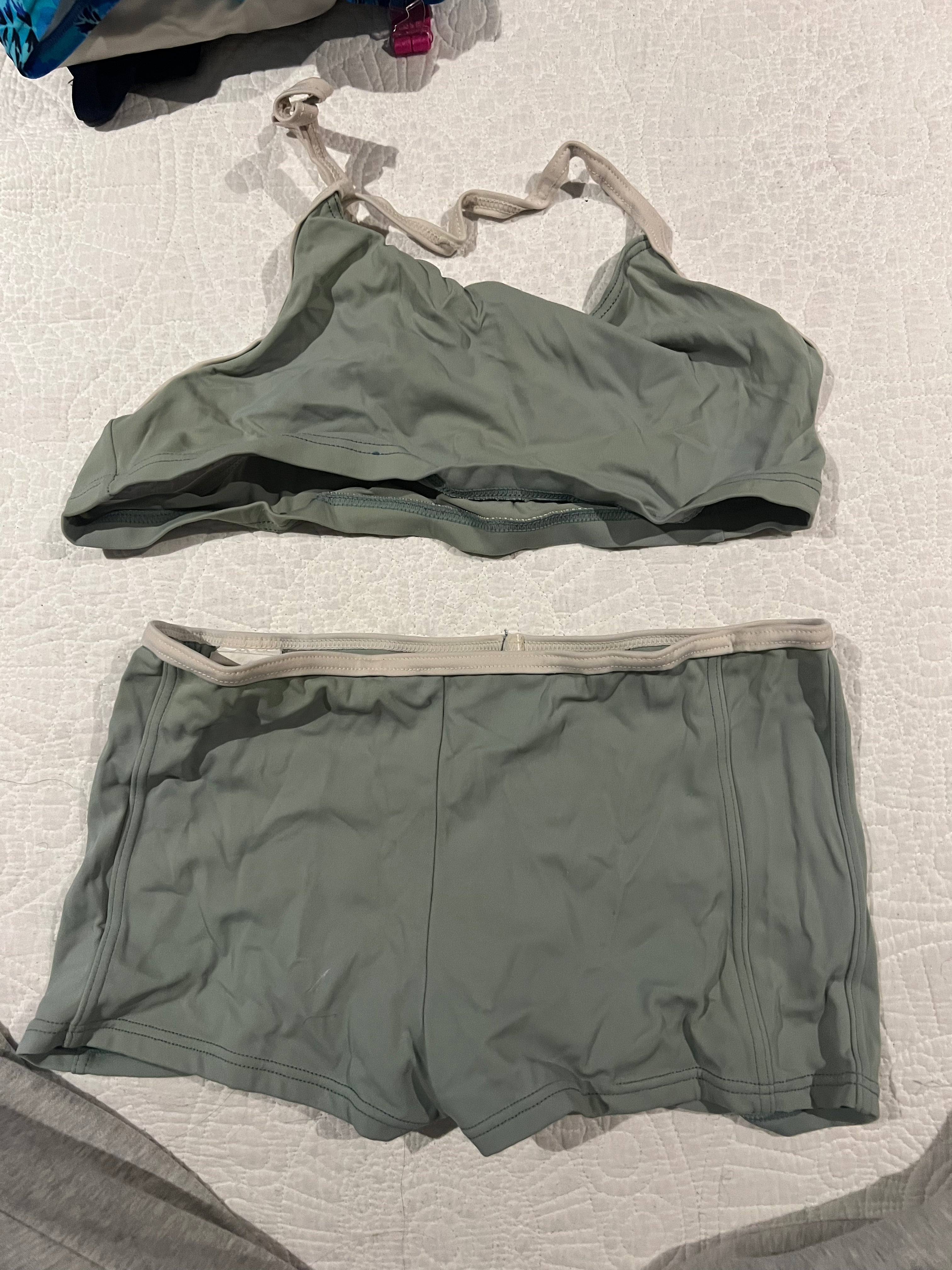 Sage green short and top set