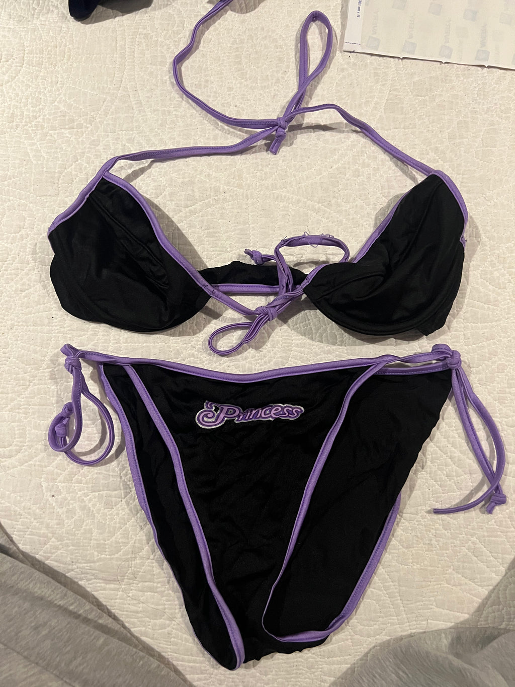 Black/purple bikini set