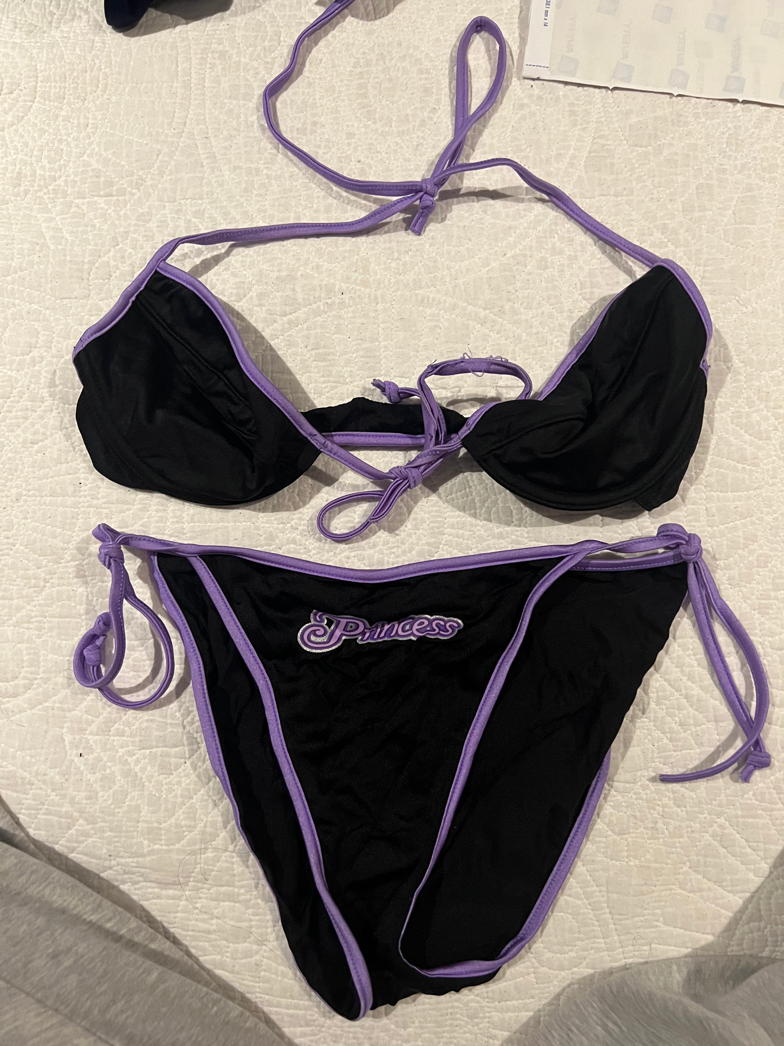Black/purple bikini set