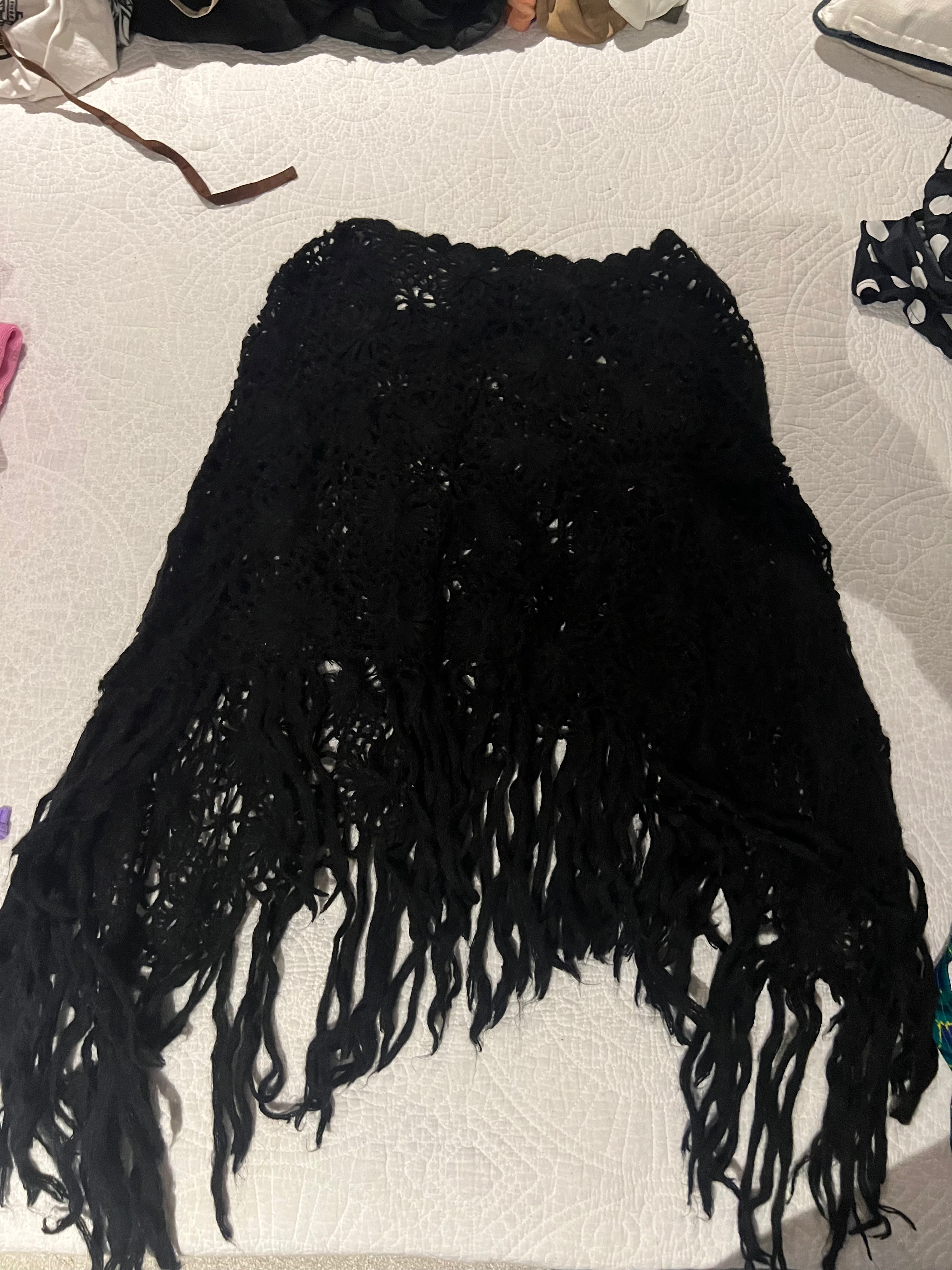 Black knitted shawl
