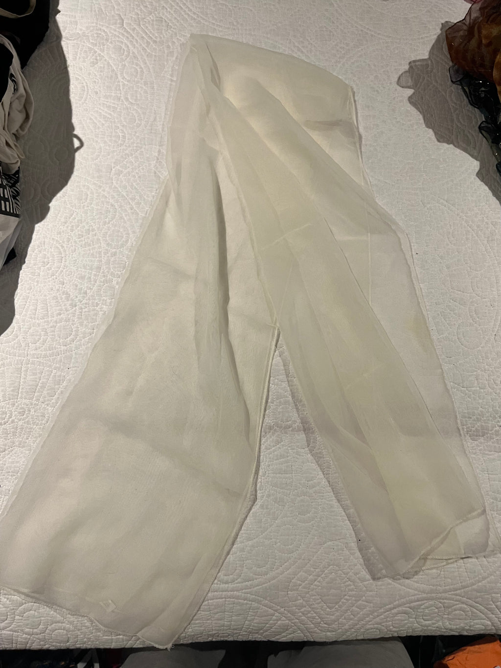 White sheer scarf