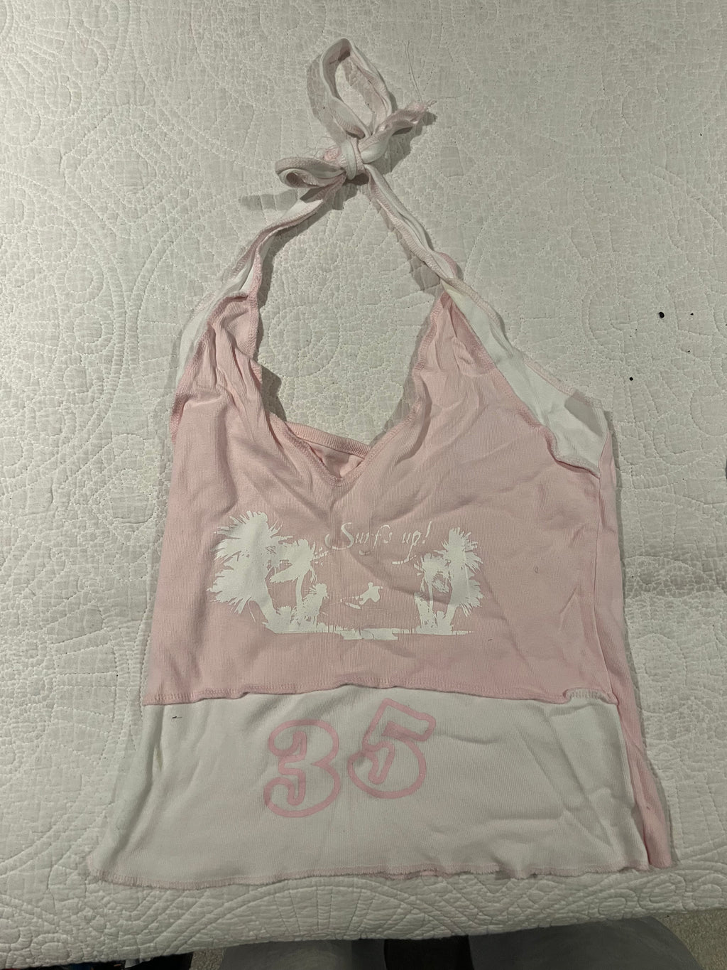 Pink/white vest crop top