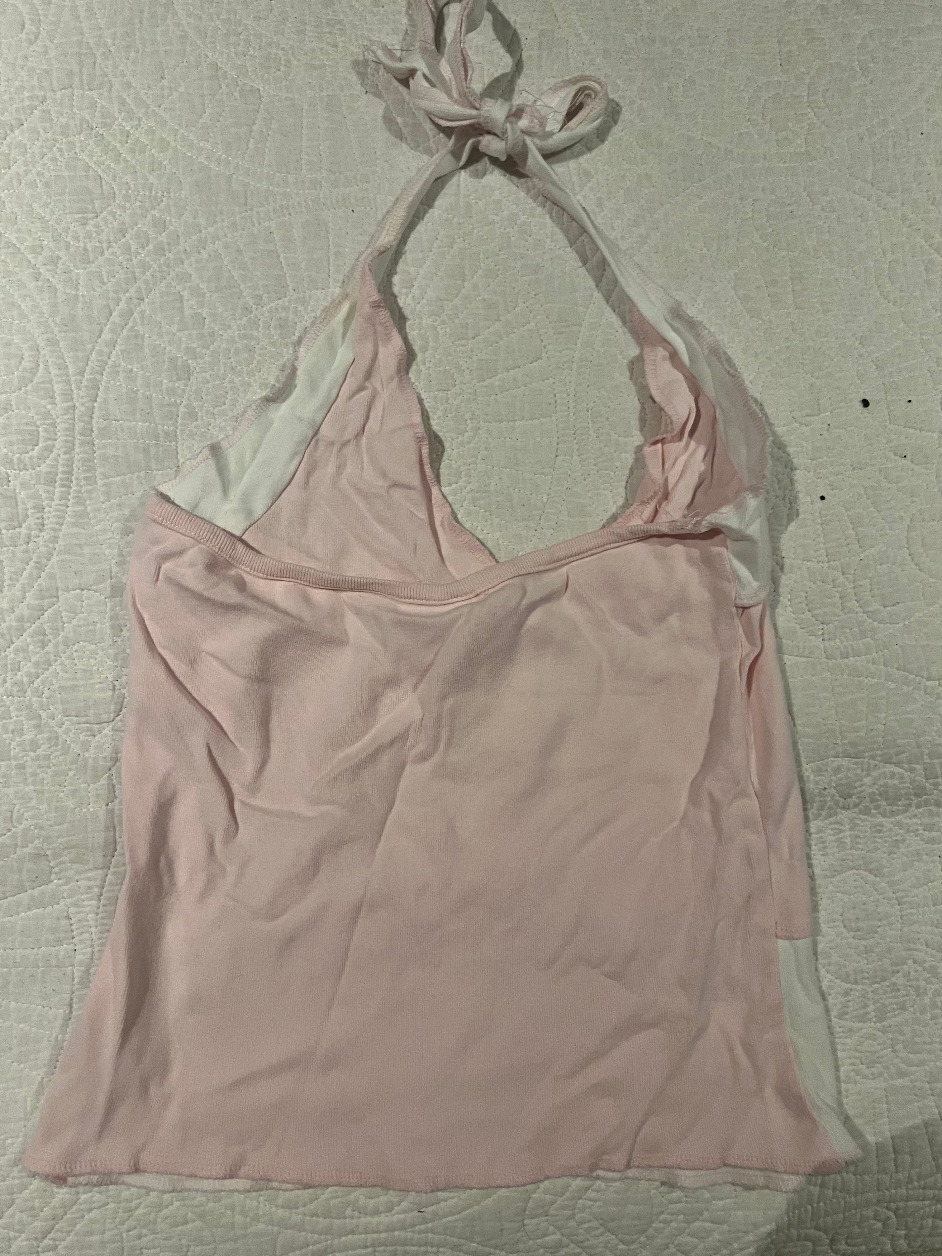 Pink/white vest crop top