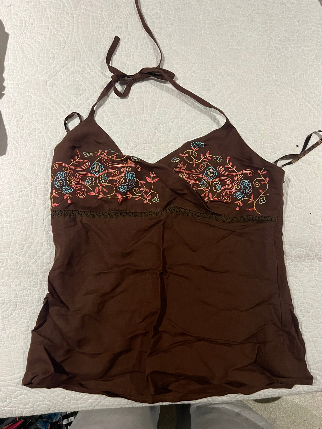 Brown vest crop top