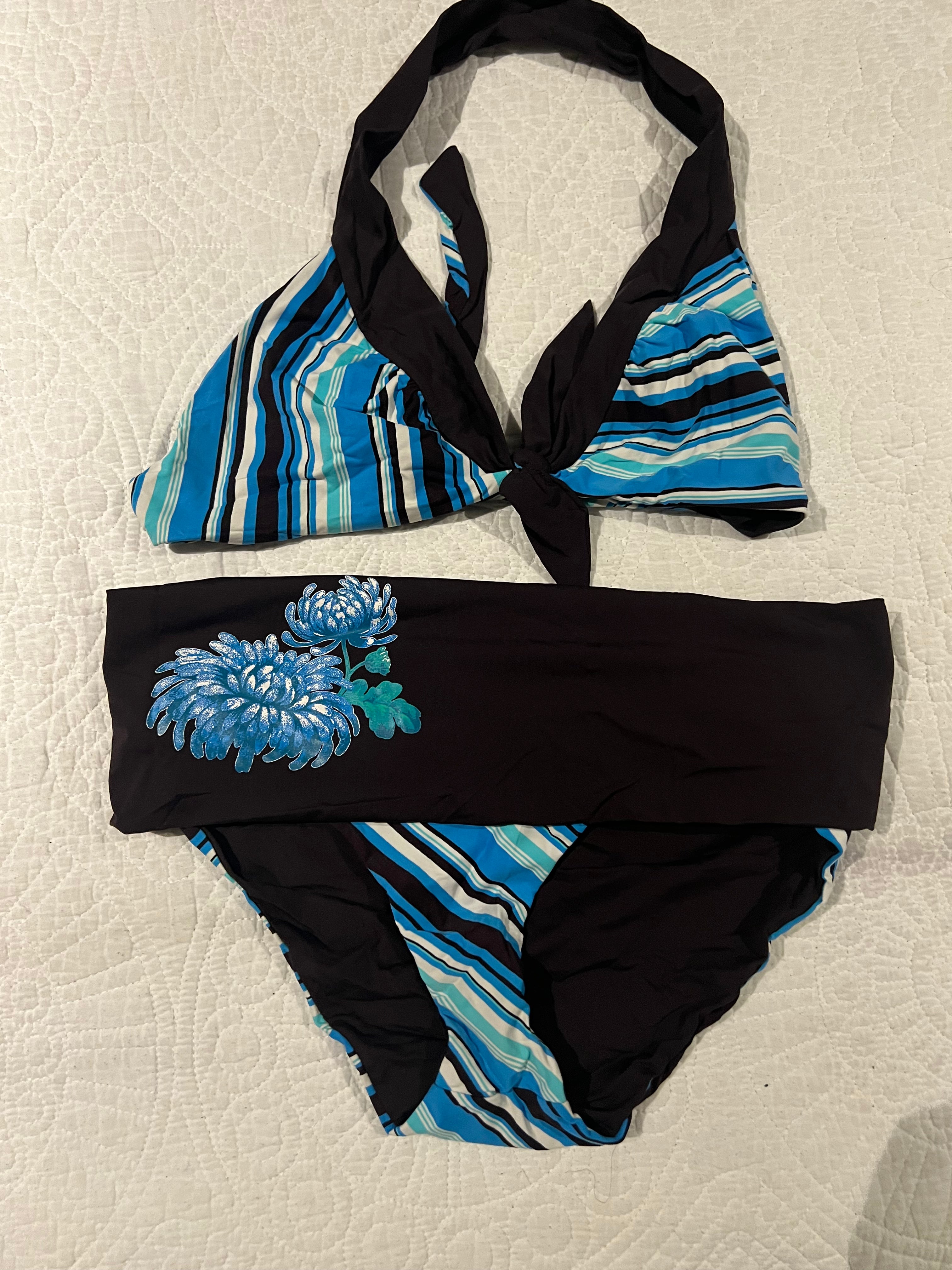 Blue/black bikini set