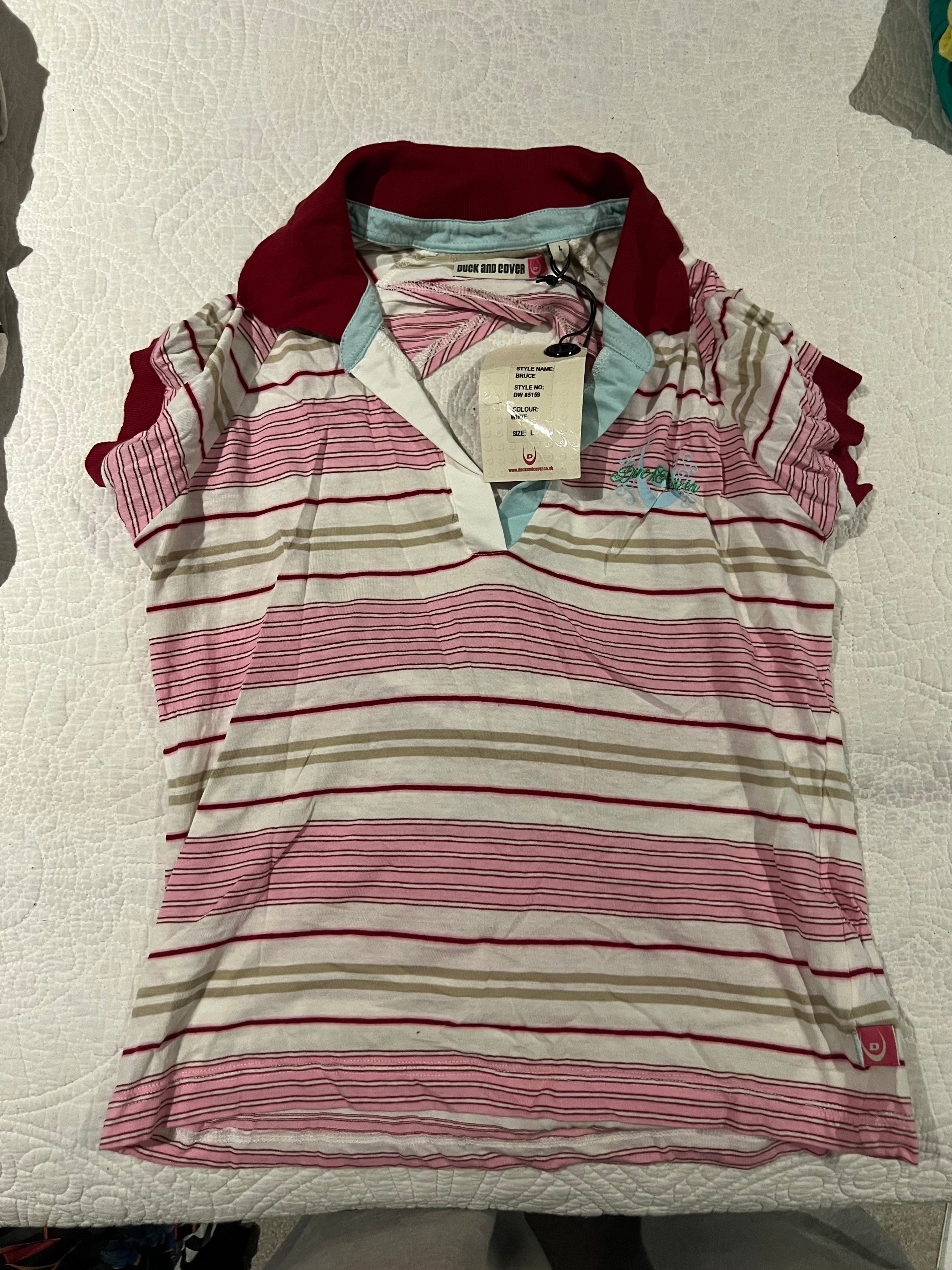 Pink/white colar top