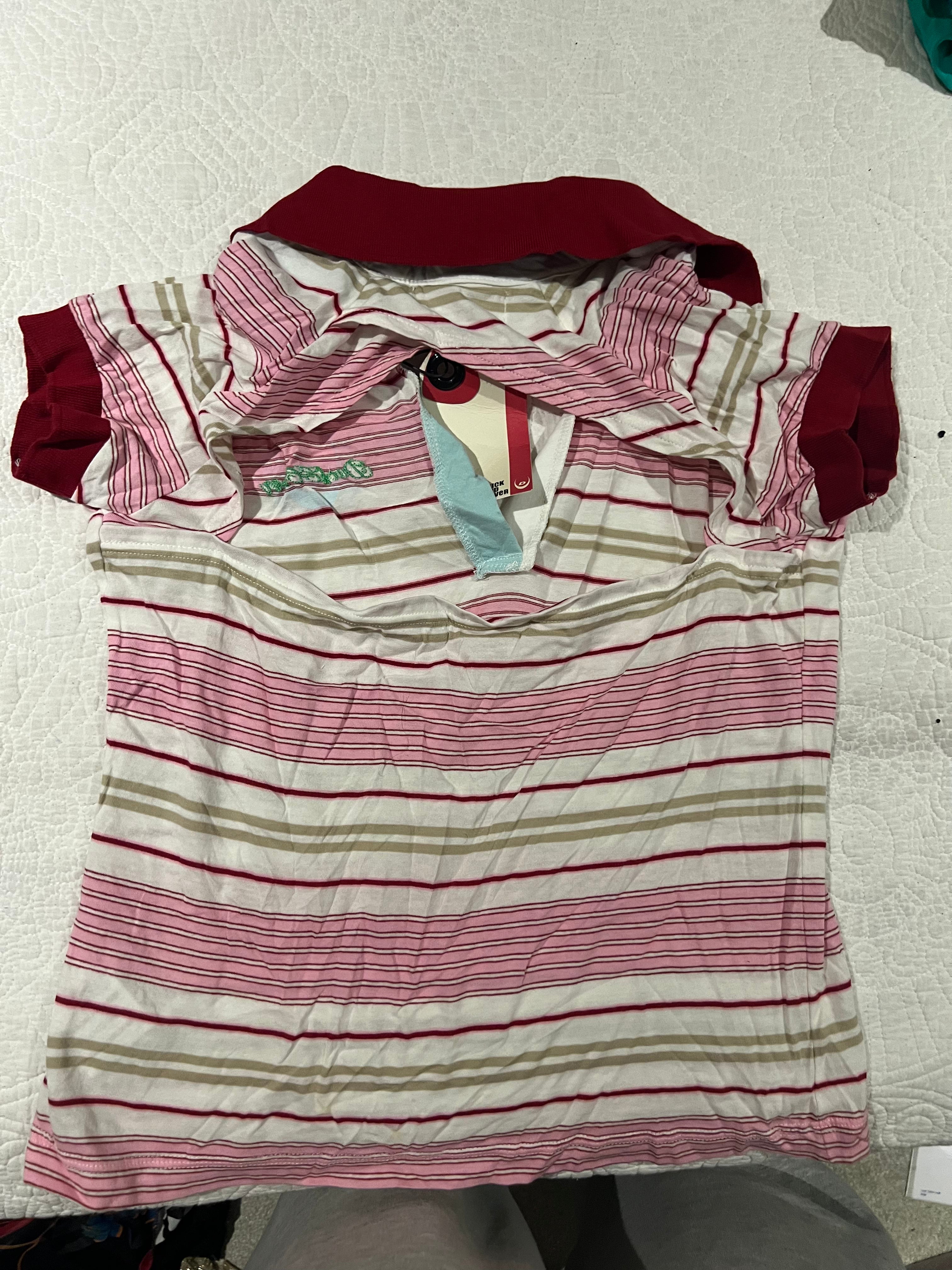 Pink/white colar top