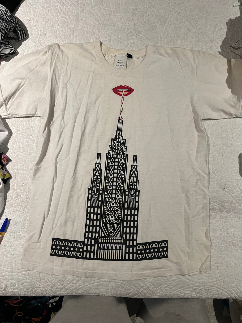 White graphic top